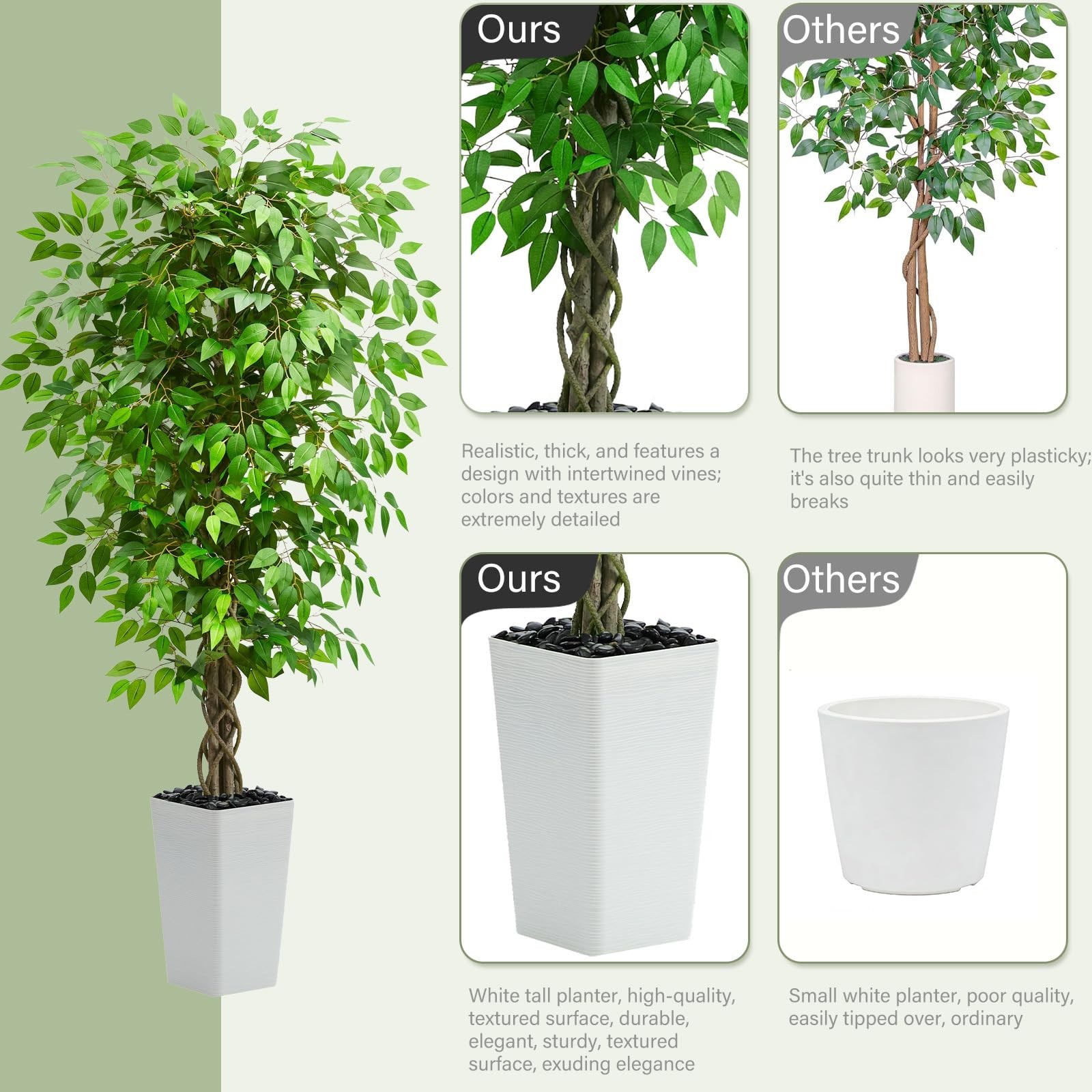 FSOHOI Artificial Ficus Tree Indoor, 5FT Realistic Large Fake Trees RSB