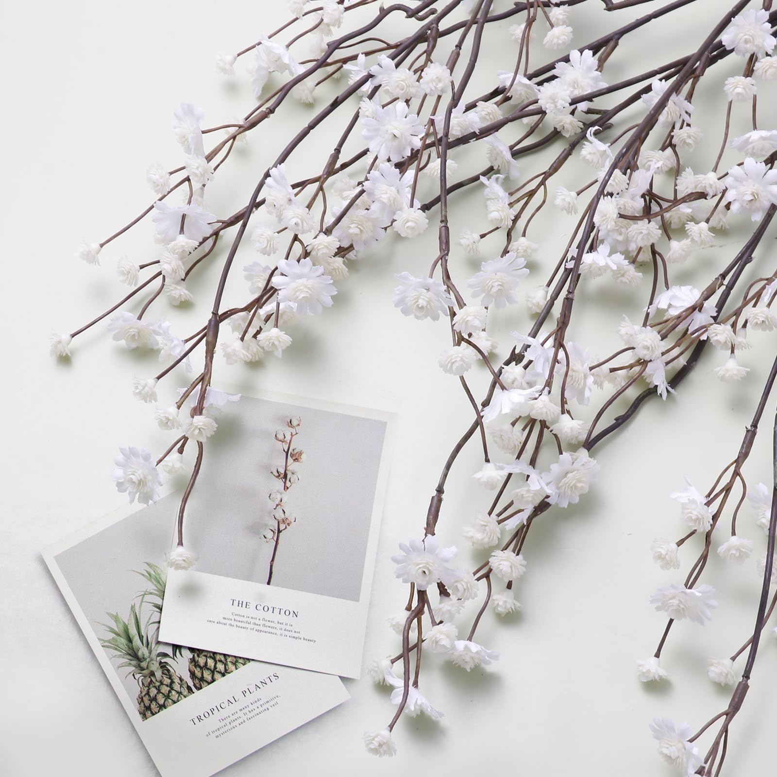 Artificial Baby Breath Flowers, 10 Long Stem White Faux Branches for Tall Vas…