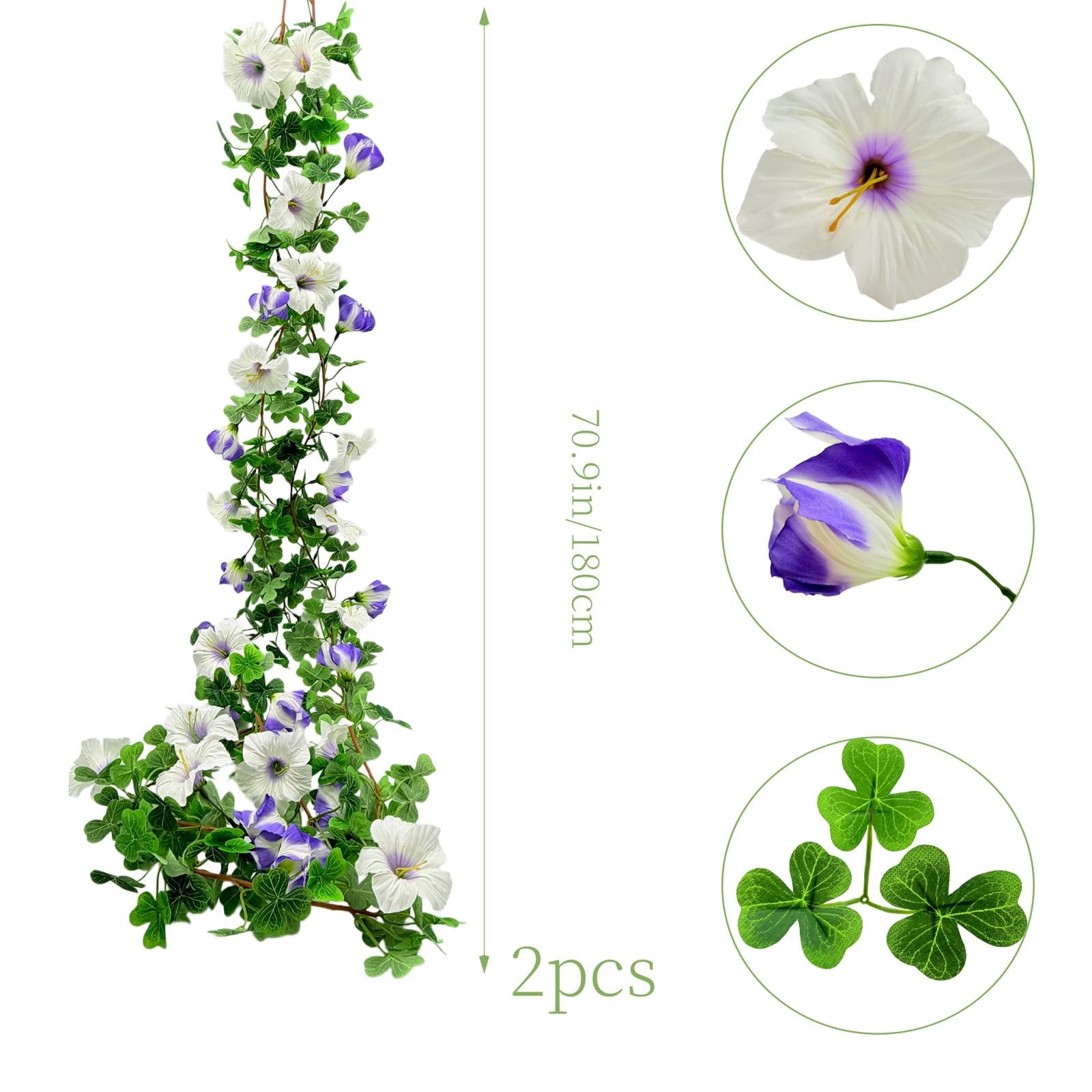 Artificial Flowers Vines Outdoors 2 Pcs Purple Silk Petunias Garland Spring F…