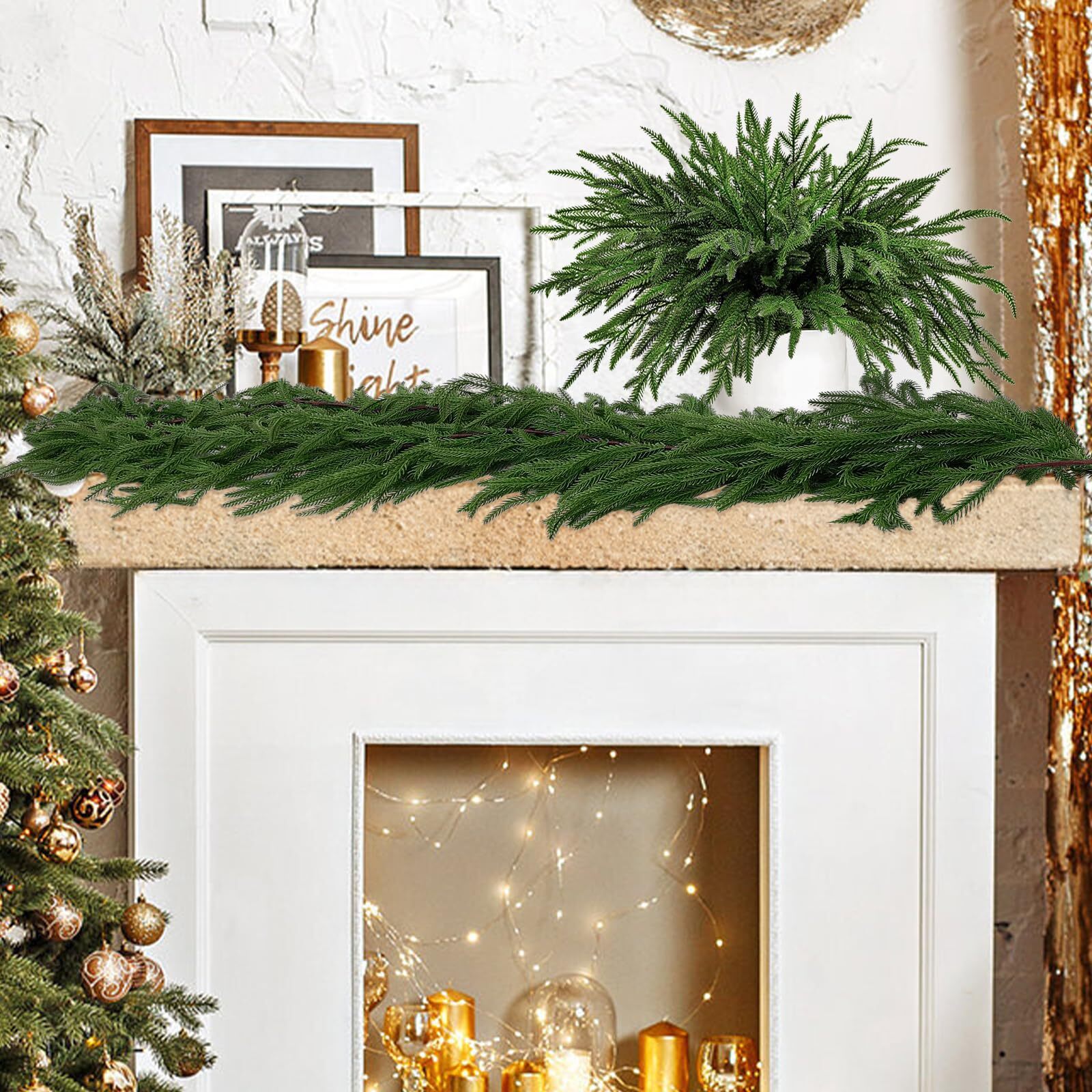 12 Pcs Christmas Norfolk Pine Branches Artificial Christmas Pine Branches Norfol