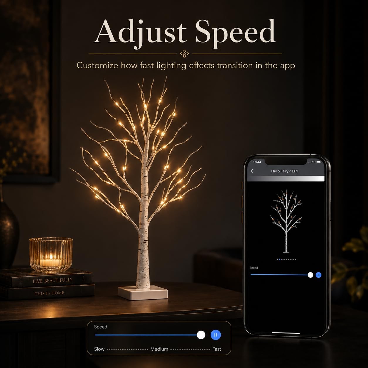 2 PCS 2FT Birch Tree With Lights LED Table App Control Warm White Fairy USB