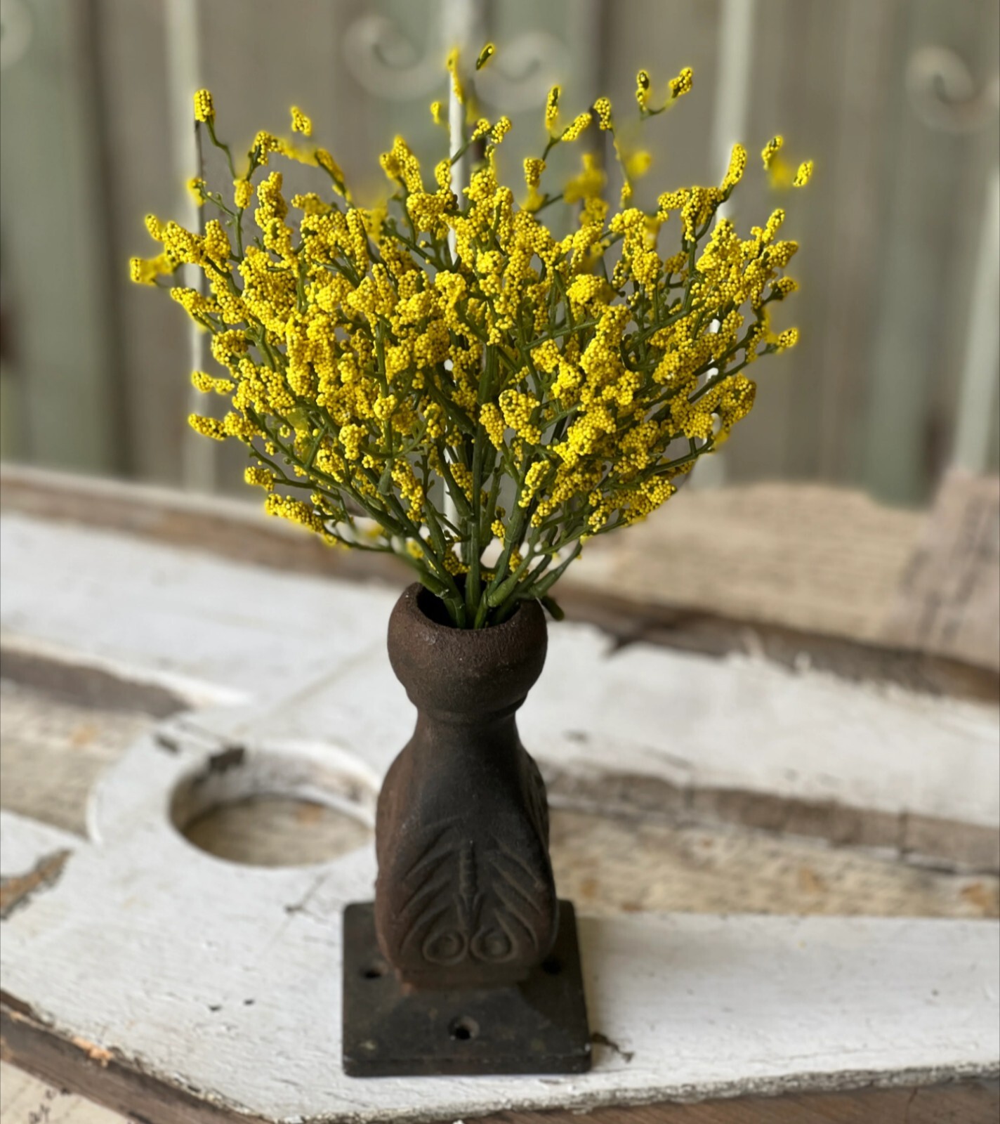 10″ Yellow Array Astilbe Floral Pick Decor Accent