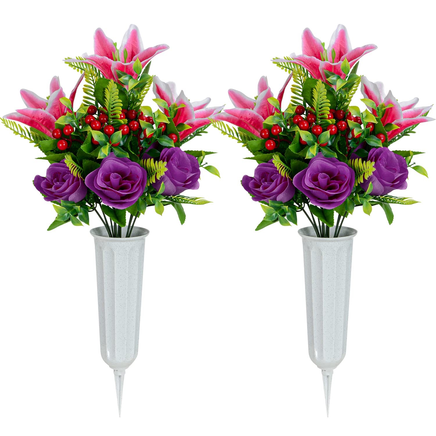 Artificial Cemetery Flower for Grave Set of 4 Artificial Flower Bouquet Memorial