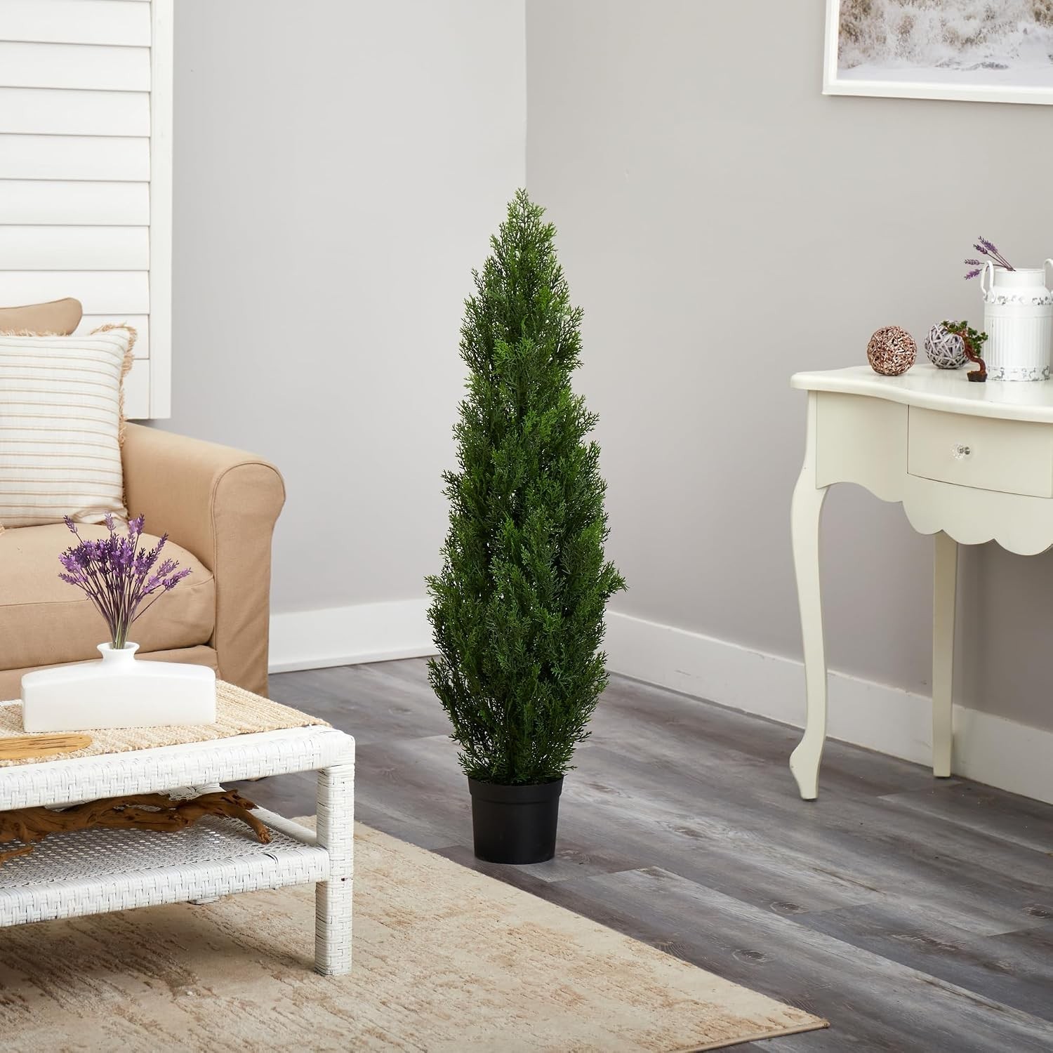 Artificial Cedar Tree 4ft with Planter UV Resistant Faux Pine Outdoor Indoor