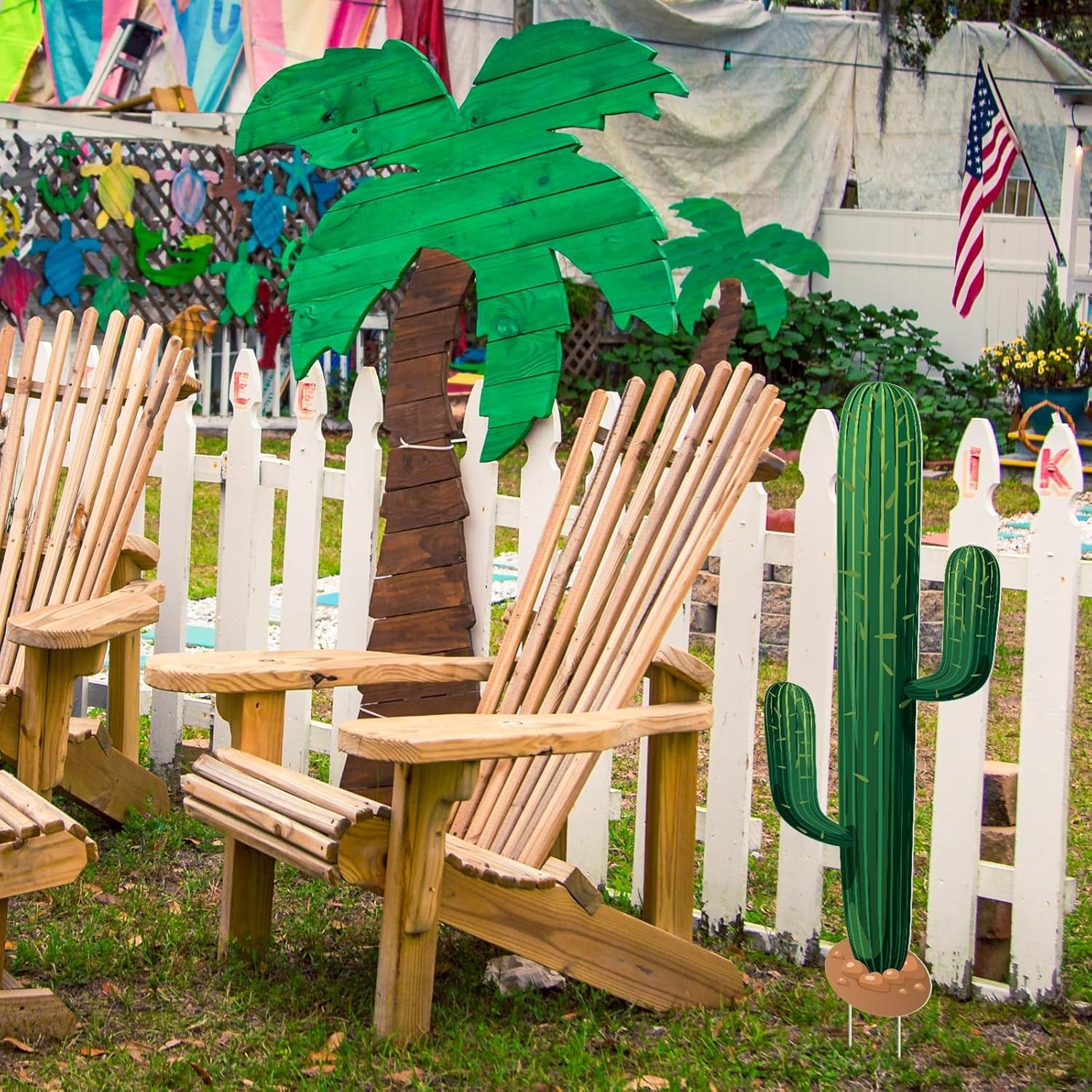 2 Pcs 3.3 Feet Large Boho Cactus Yard Stakes Signs Western Cowboy Party
