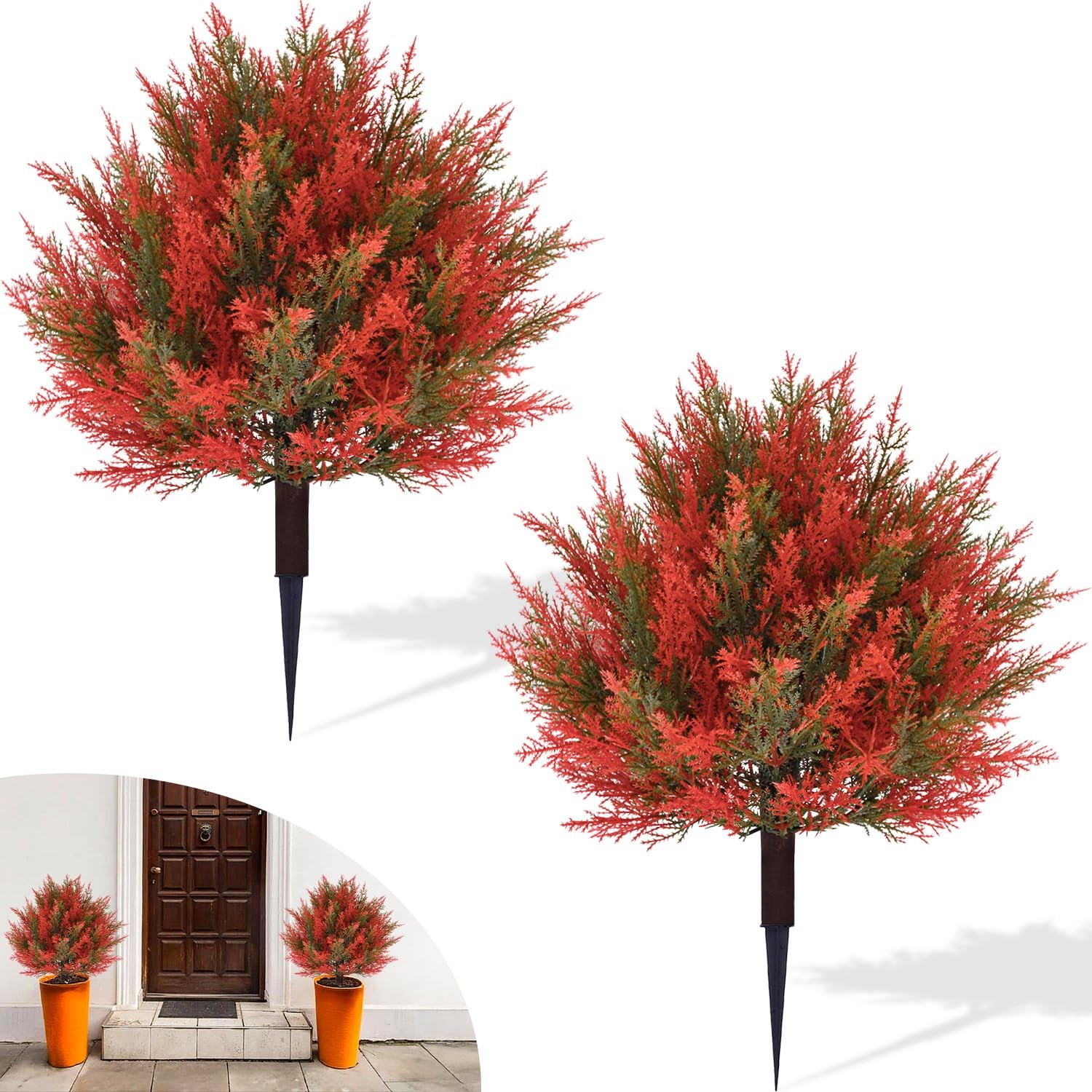 2pack 23Inch Realistic Artificial Autumn Plant Balls Simulation Cedar Trees, …