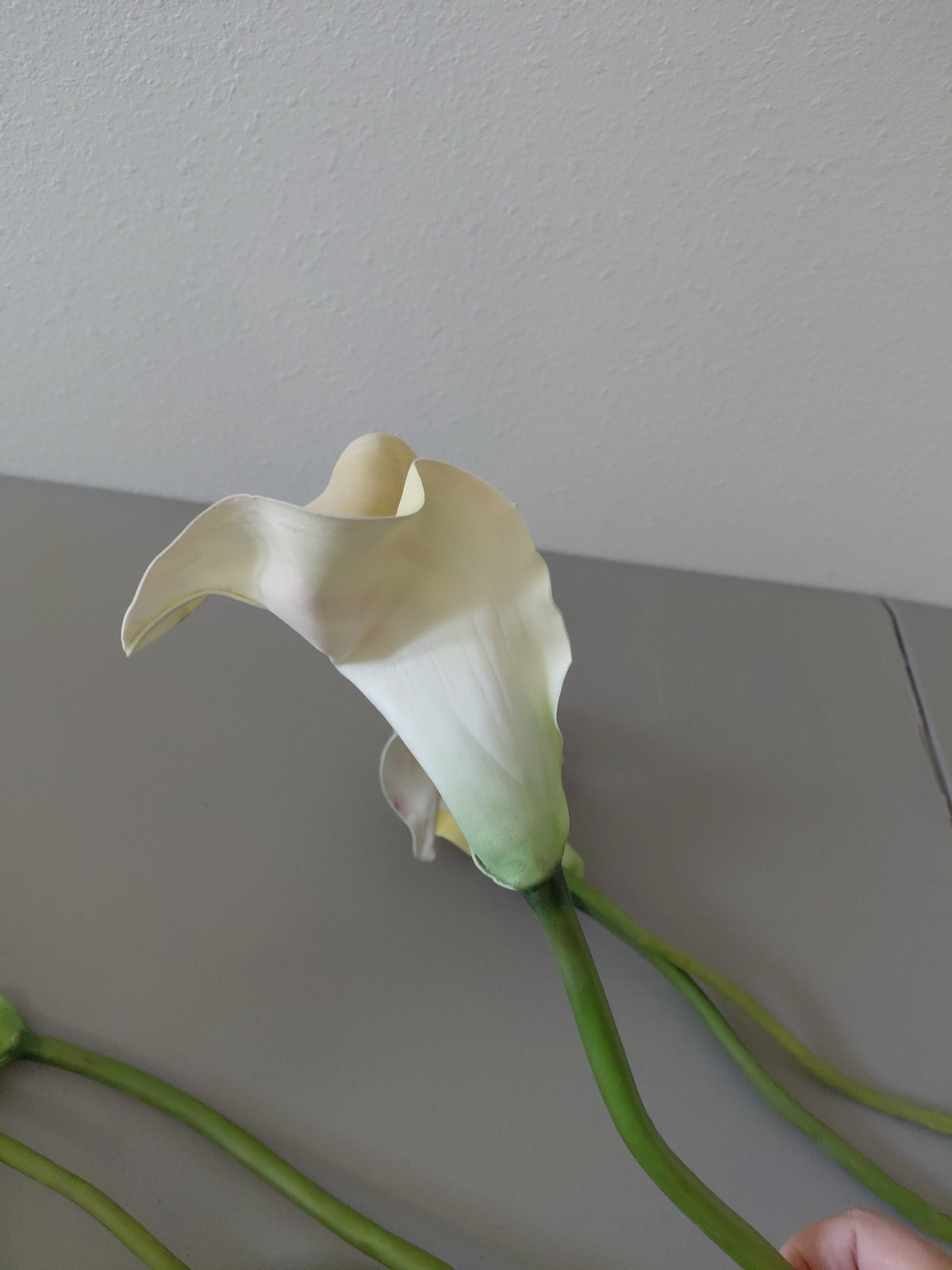 7 Calla Lily Lillis Realistic Silk Flowers White Folded 15″ to 19″ Vintage