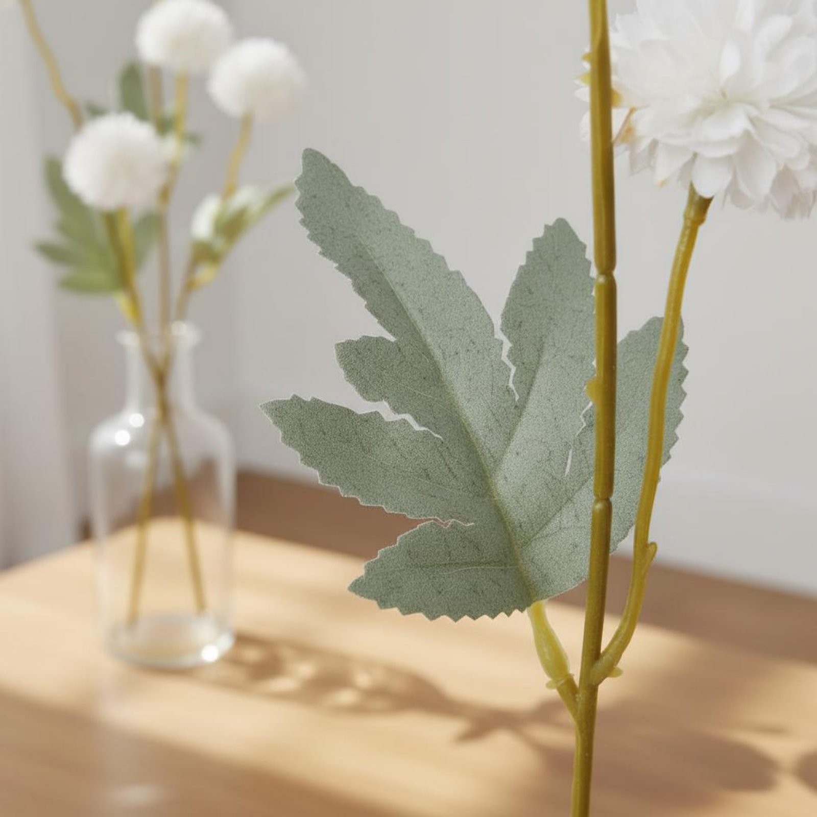 5-Head Chrysanthemum Spray Flexible Stems Faux Ball Flower Stem Easy to