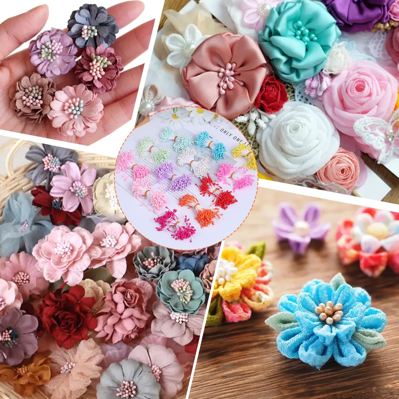 1800 PCS Flower Stamens Making Artificial Crafts 3mm Assorted 12 Color DIY