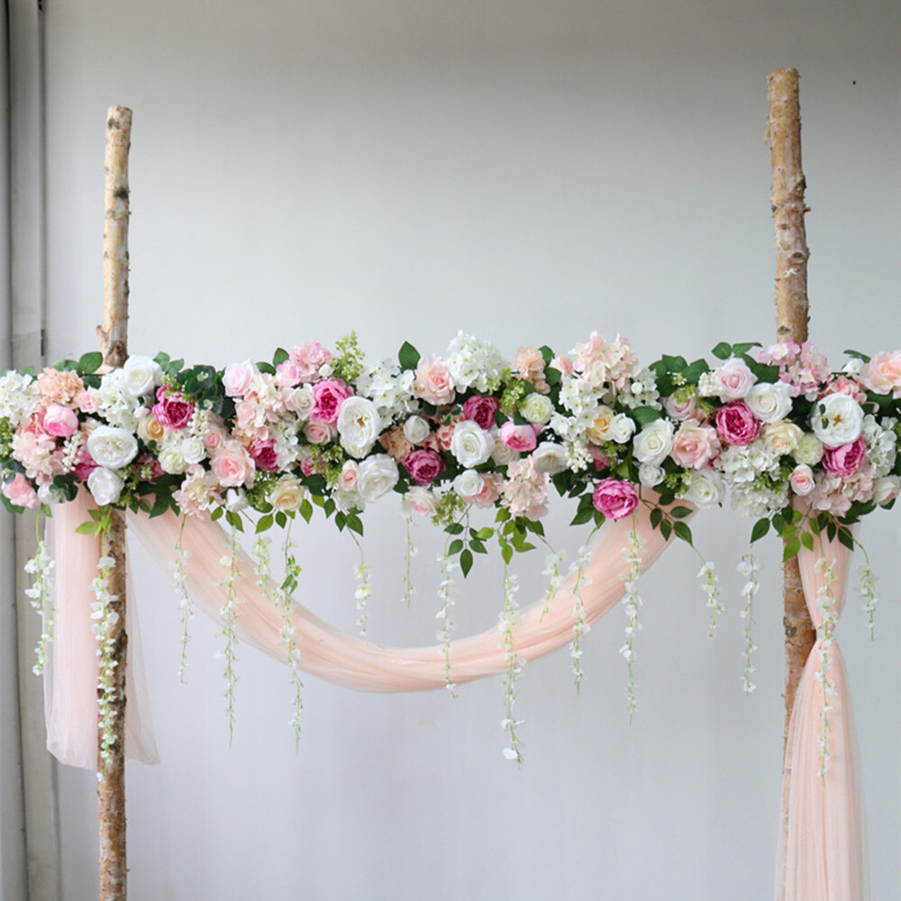 100cm Artificial Rose Flower Row Wedding Arch Stage Wall Background Decoration