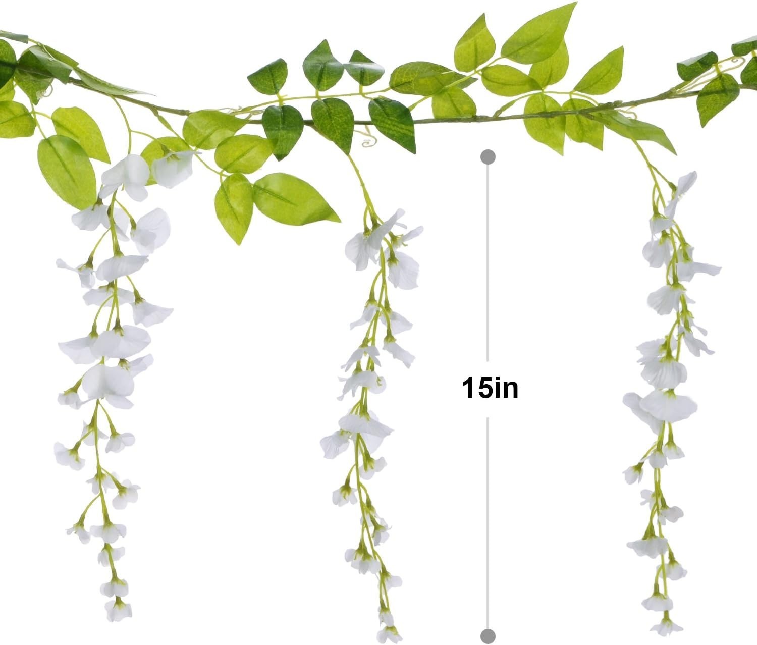 Wisteria Artificial Flowers Garland, 4Pcs Total 28.8ft White Artificial Wiste…