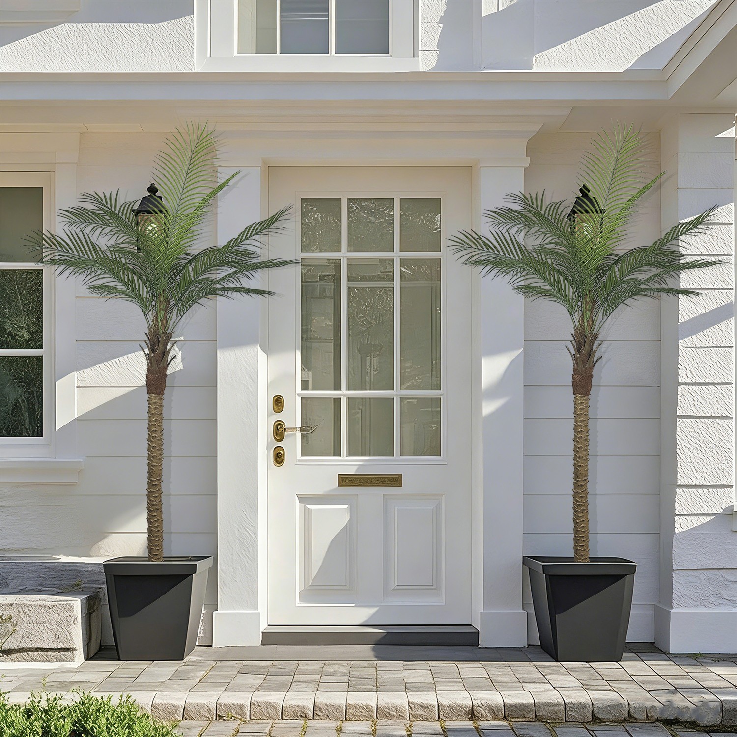 240CM Artificial Coconut Palm Tree 2Pcs Lifelike Fake Palm Plant For Home Garden
