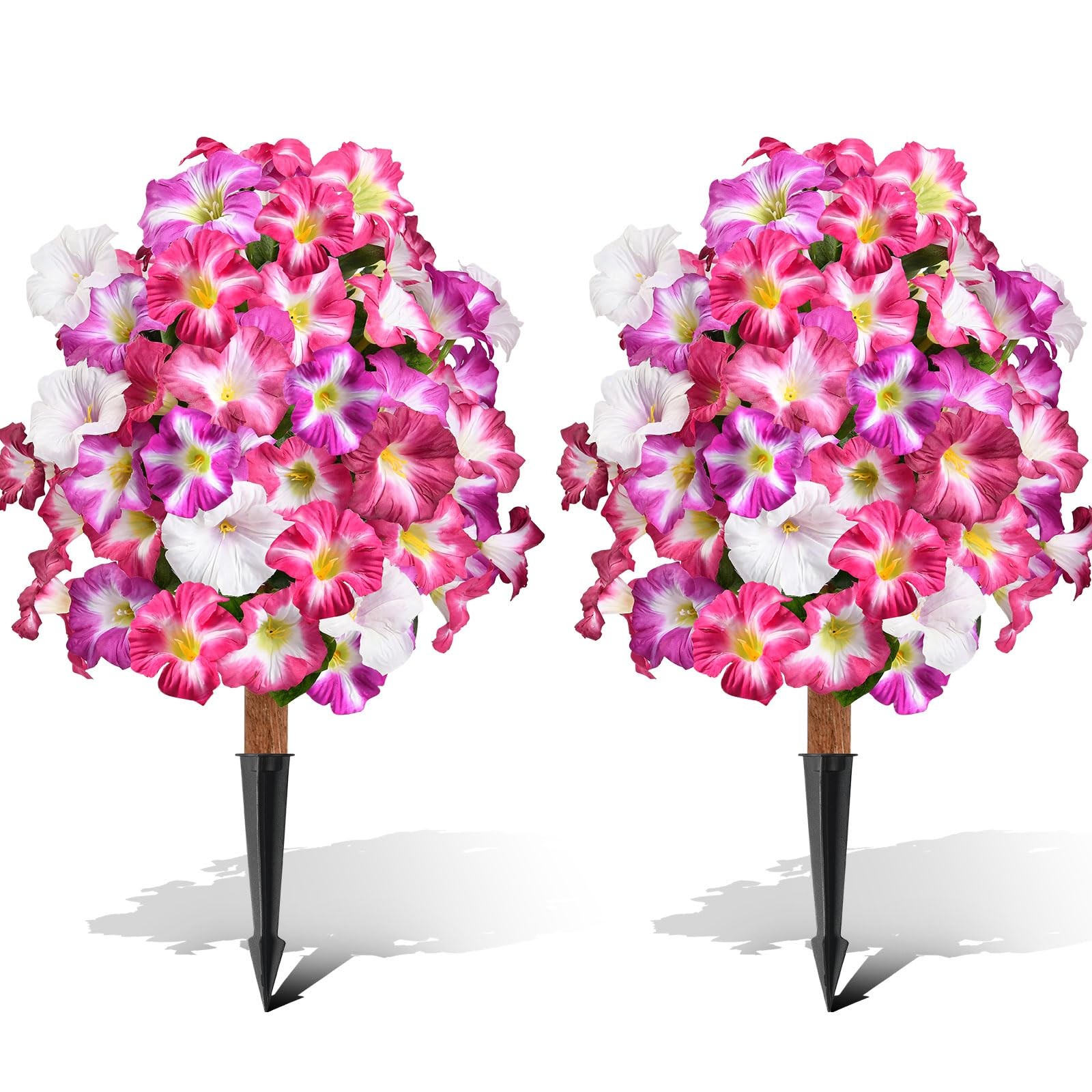 Artificial Topiary Ball Trees for Outdoors, Set of 2 Artificial Petunia Shrub…