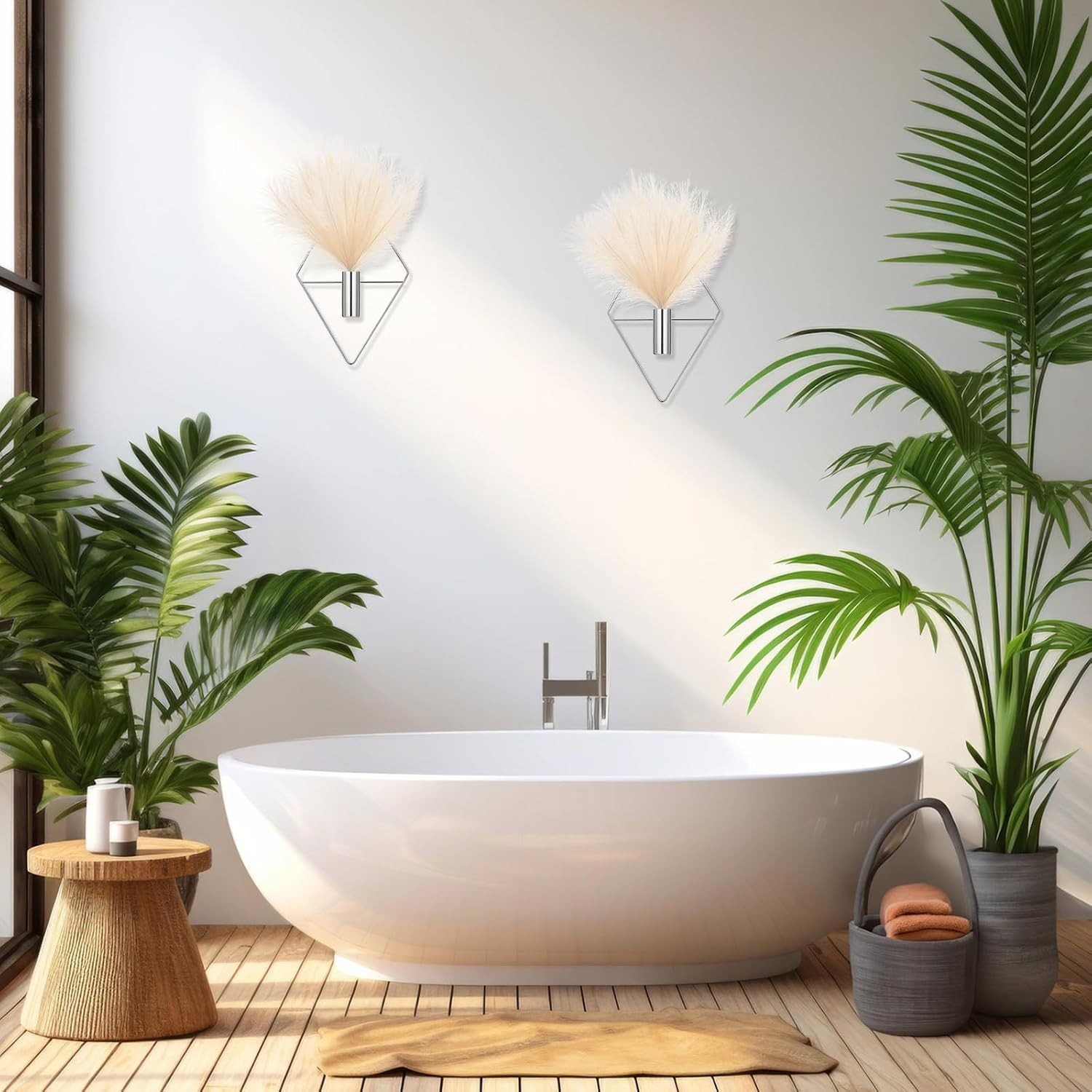2 Pieces Metal Wall Hanging Planters with Artificial Plants Boho Indoor Decor…