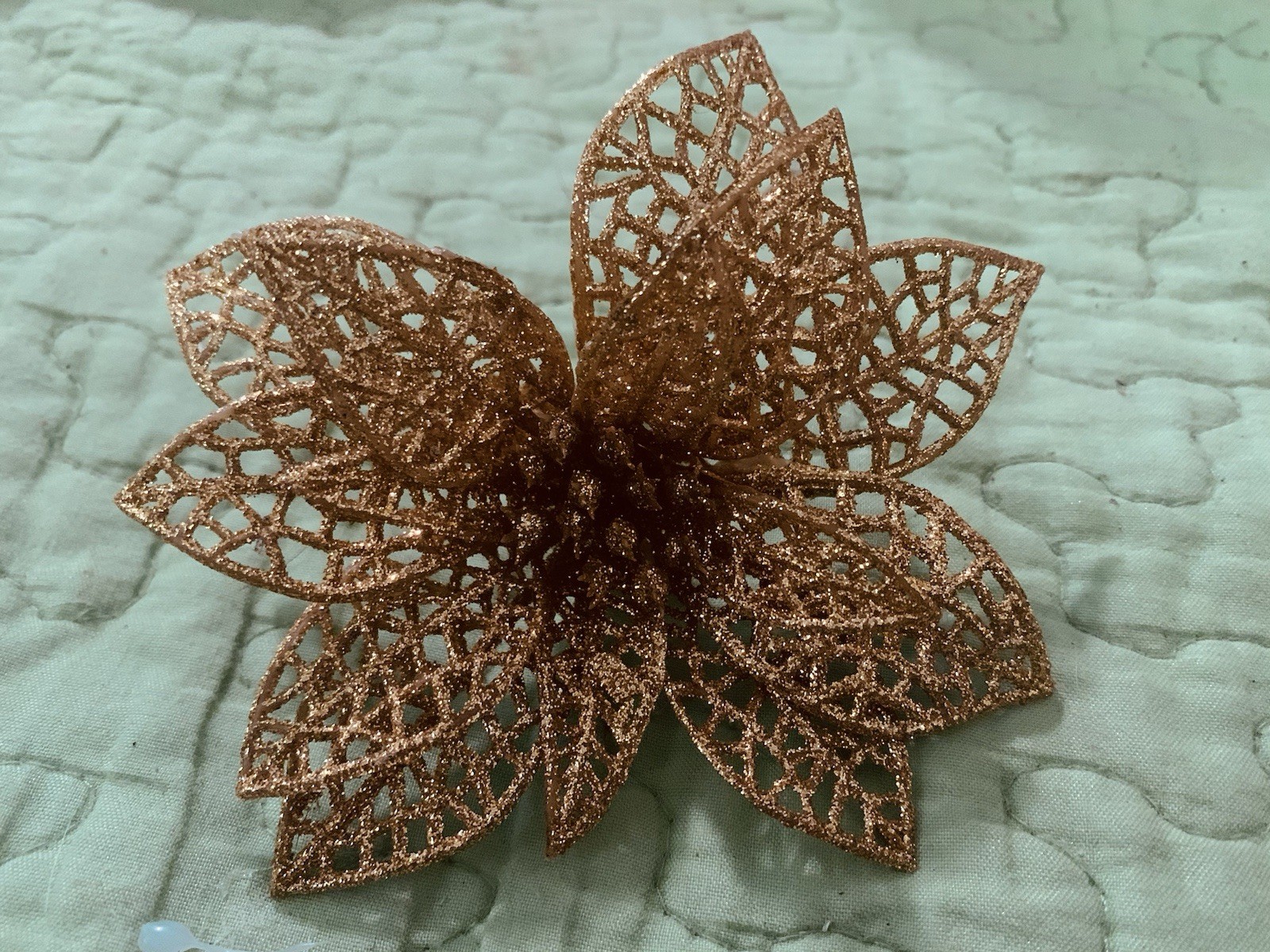Clip On Artificial Gold Poinsettia