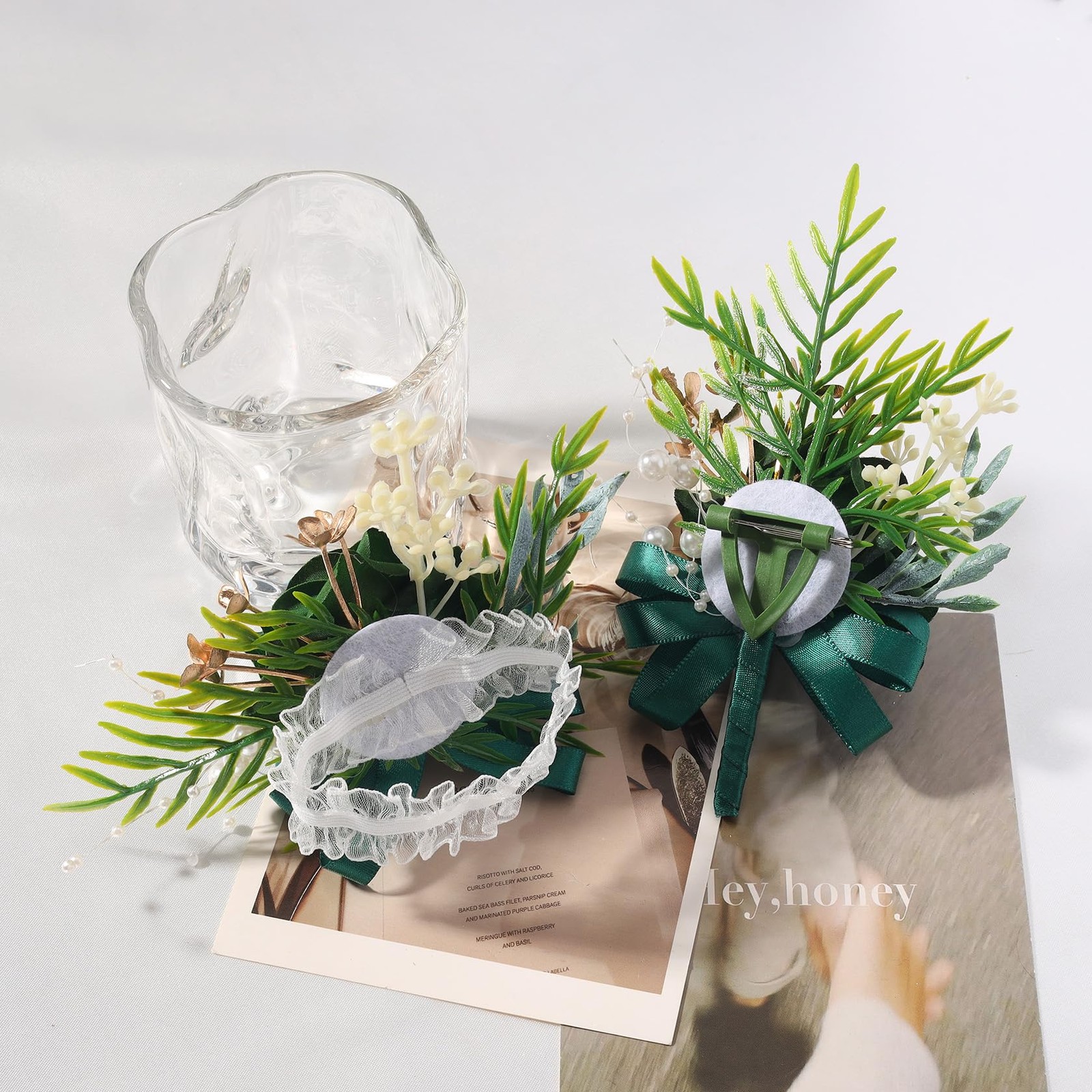 Green Rose Flower Wrist Corsage Boutonniere Wedding Party Prom Decorations