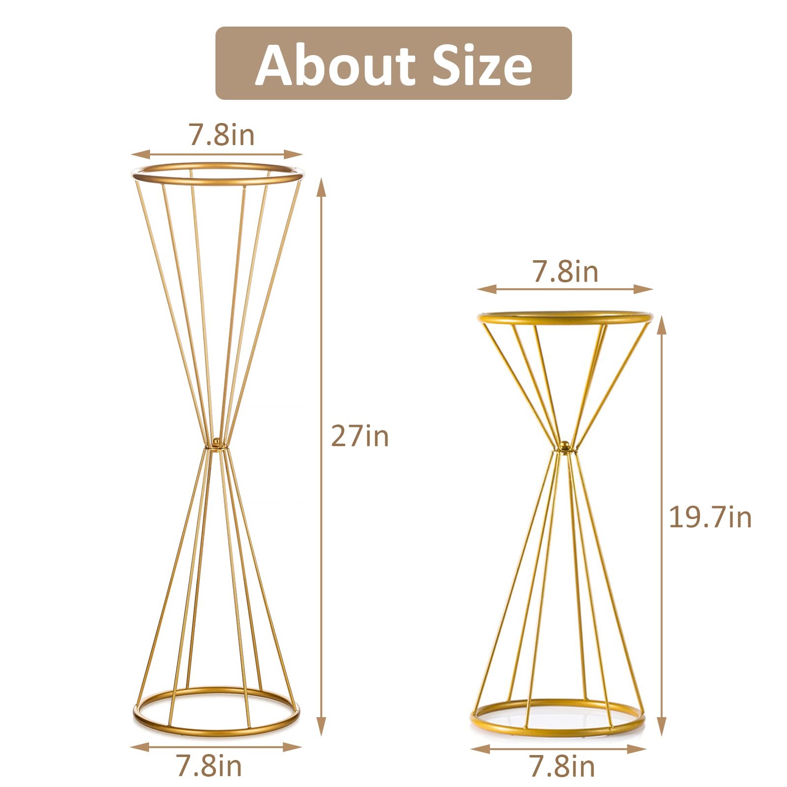 20 Inch Gold Centerpieces Wedding Geometric Metal Flower Stands Tabletop Decor