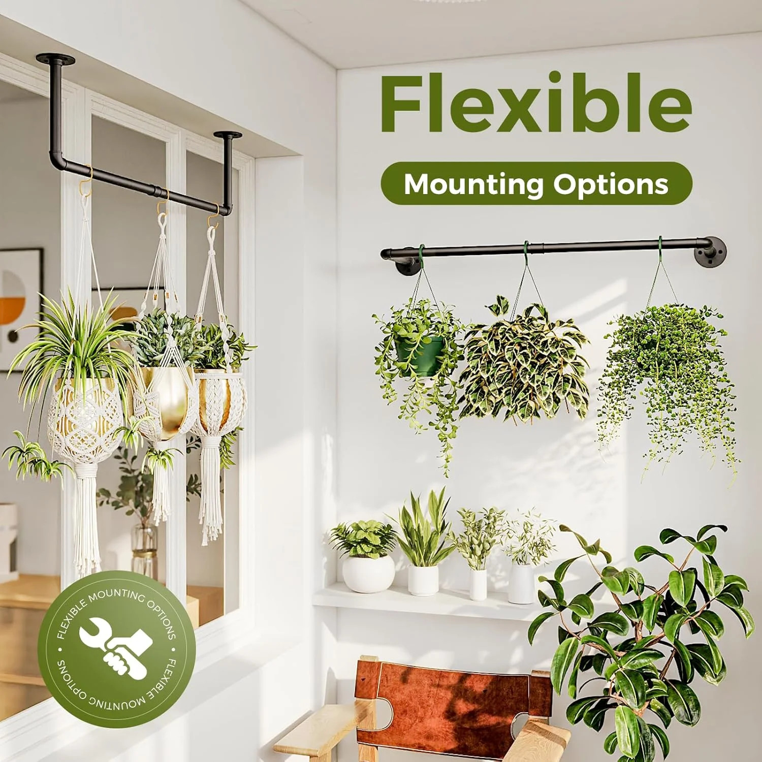 Hanging Planters for Indoor Plants Plant Hanger Indoor Rod 36.2in Window Plan