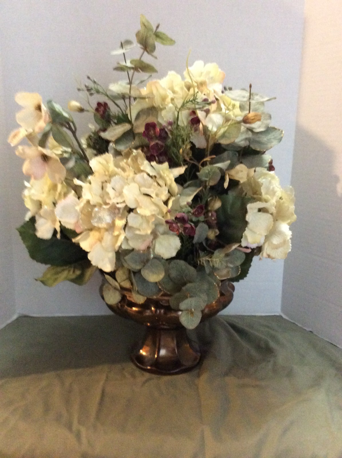 Beautiful Floral Arrangement in Bronze Colored Glass Vase