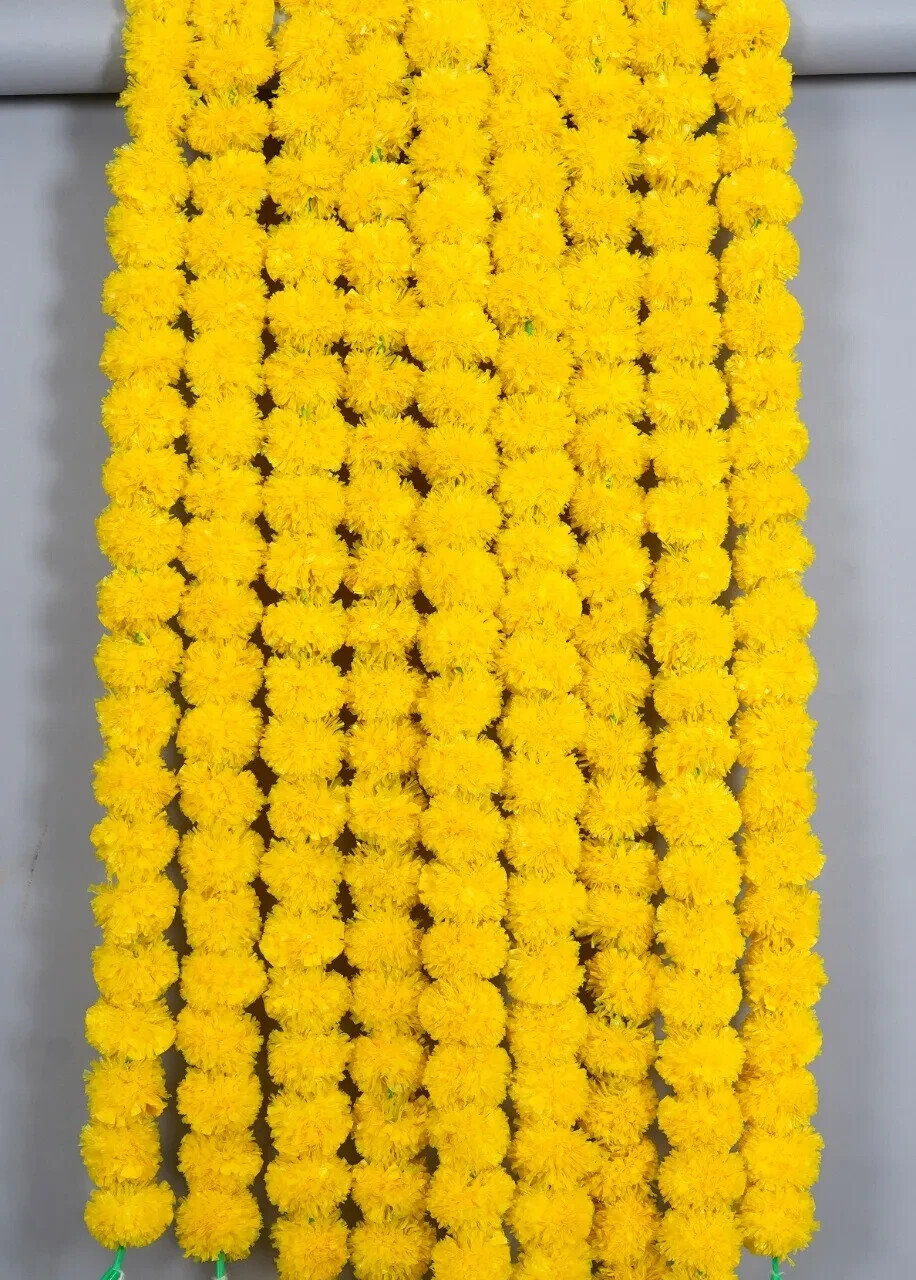 20 Pcs Set Artificial Marigold Flower Garlands Diwali Indian Wedding Decoration