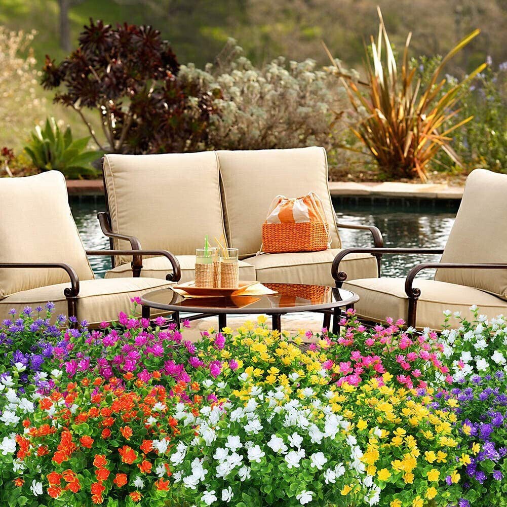 4 Pack Artificial Flowers Fake Outdoor UV Resistant Boxwood Plants Shrubs Decor