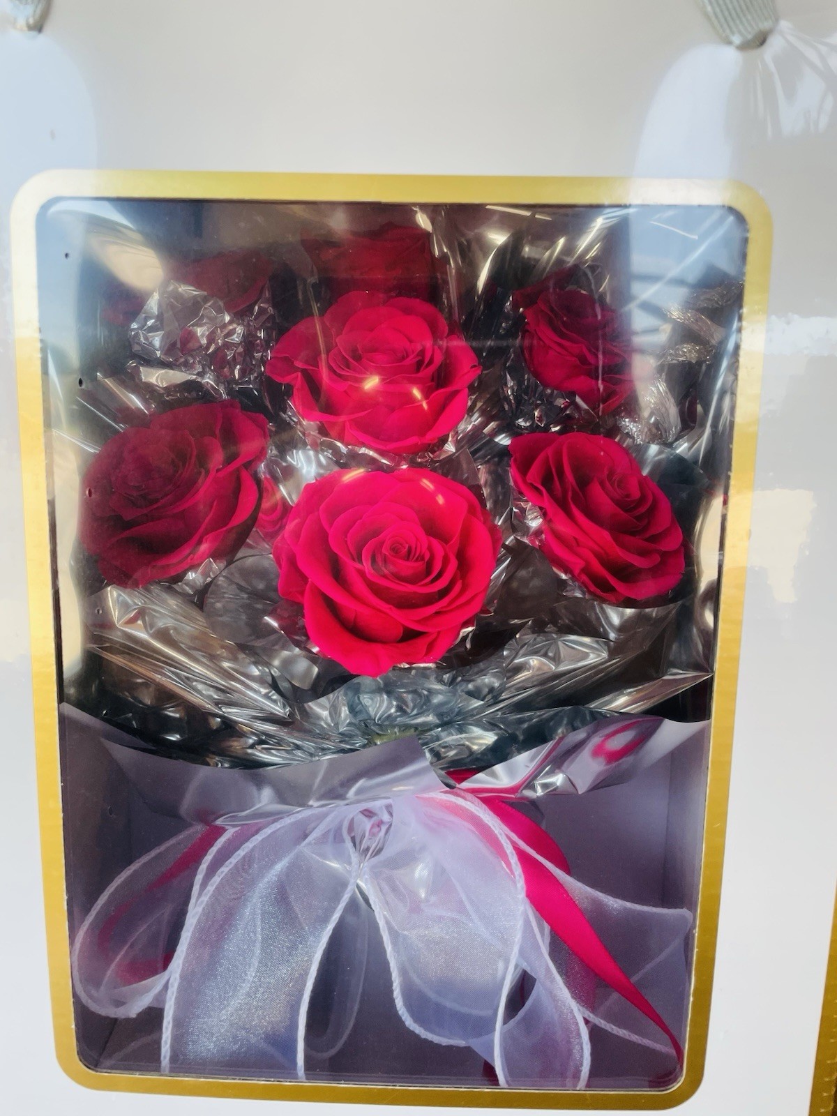 Artificial Red Rose Flower Arrangement & Centerpiece in Gift Box