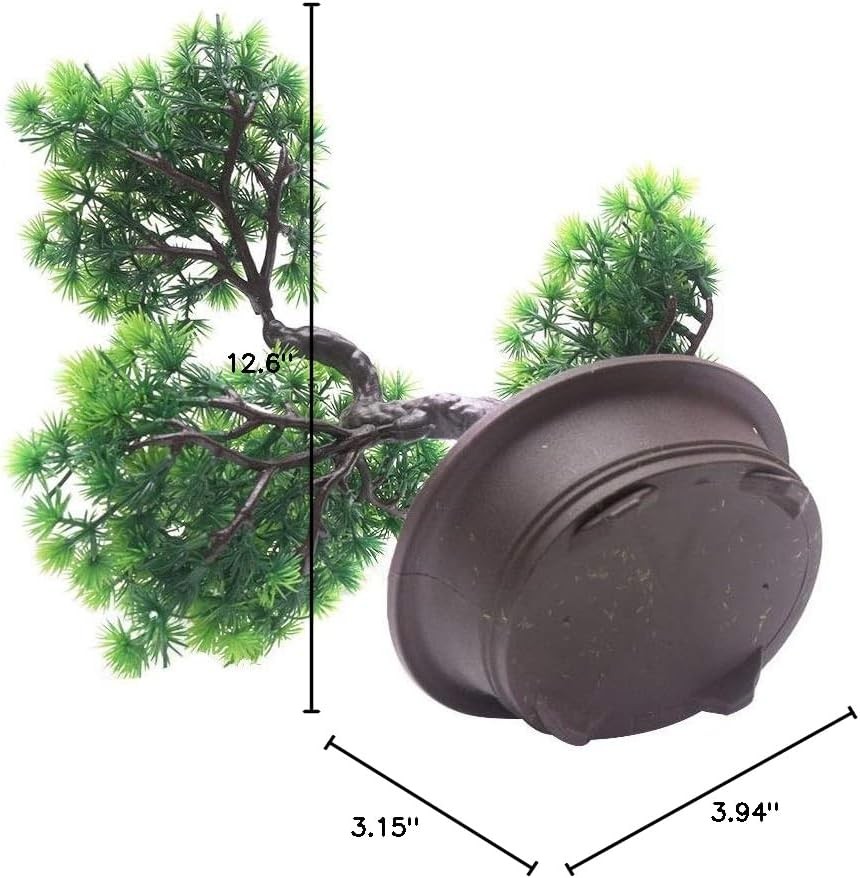 KOET Artificial Bonsai Pine Tree, 11Inch Faux Potted Plant Desk Display 2