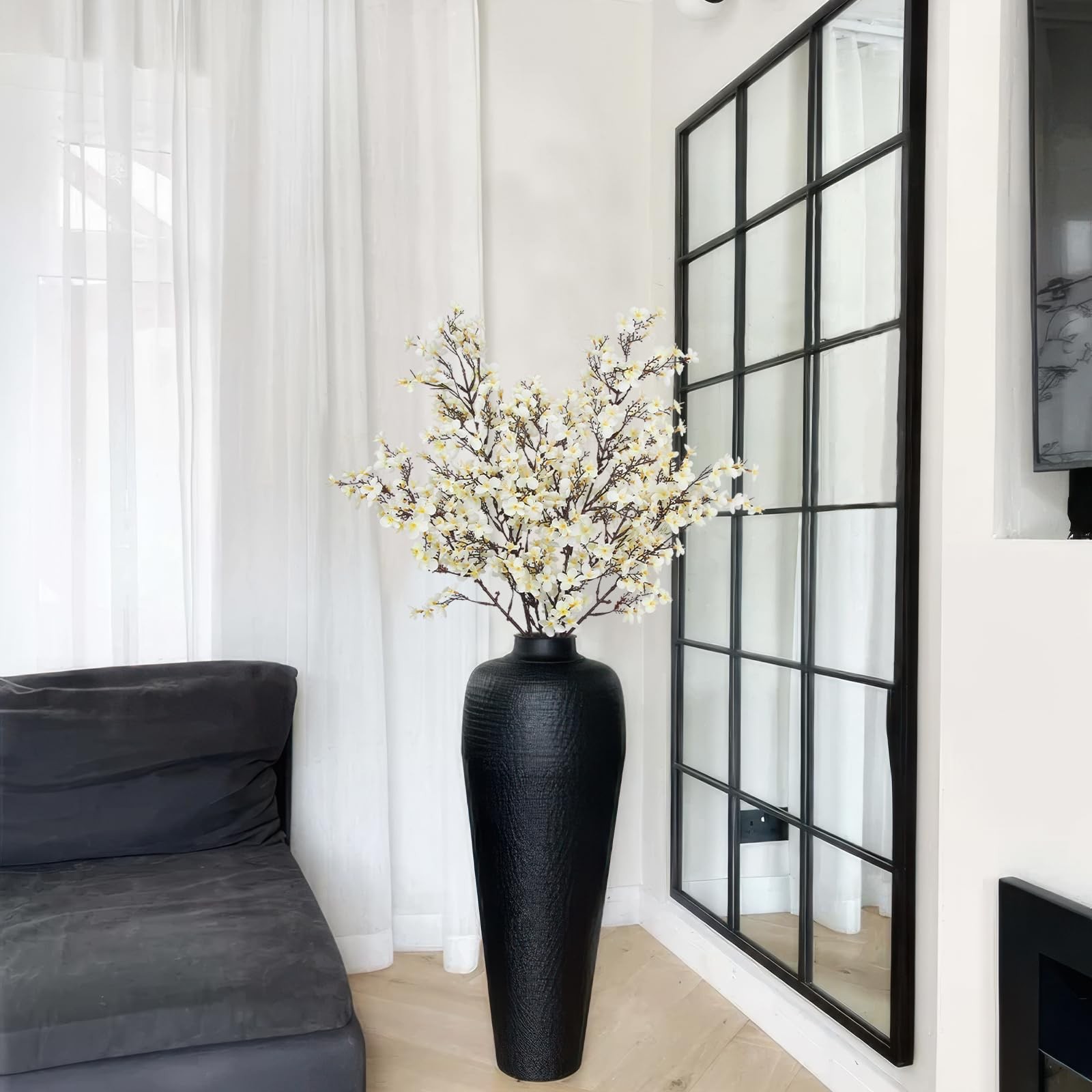2 Pcs Artificial Cherry Blossom Flowers Bulk White Fake Fall Flowers Branches…