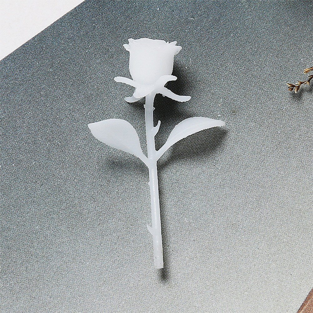 4PCS DIY Handmade 3D Rose Ornament Mini Rose Model Crystal Glue (White)