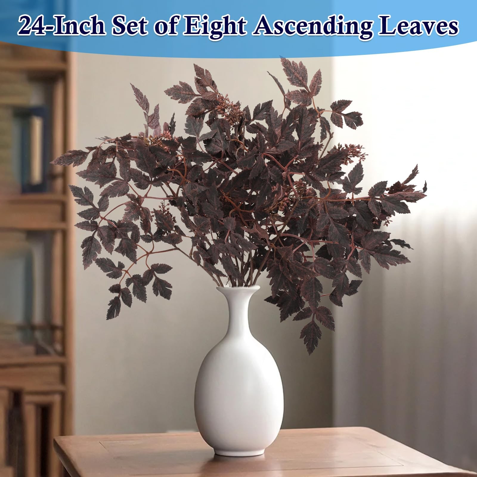 24″ Artificial Purple Stems for Vase, Faux Cimicifuga Leaves with Berries, De…