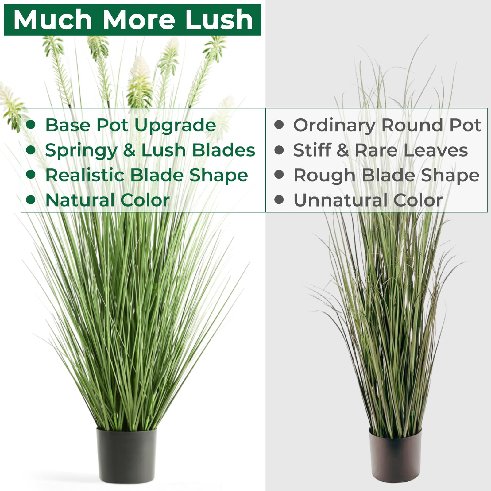 4ft 2-Pack Horsetail Reed Grass with White Cockscomb Flower, 48in Tall Indoor…
