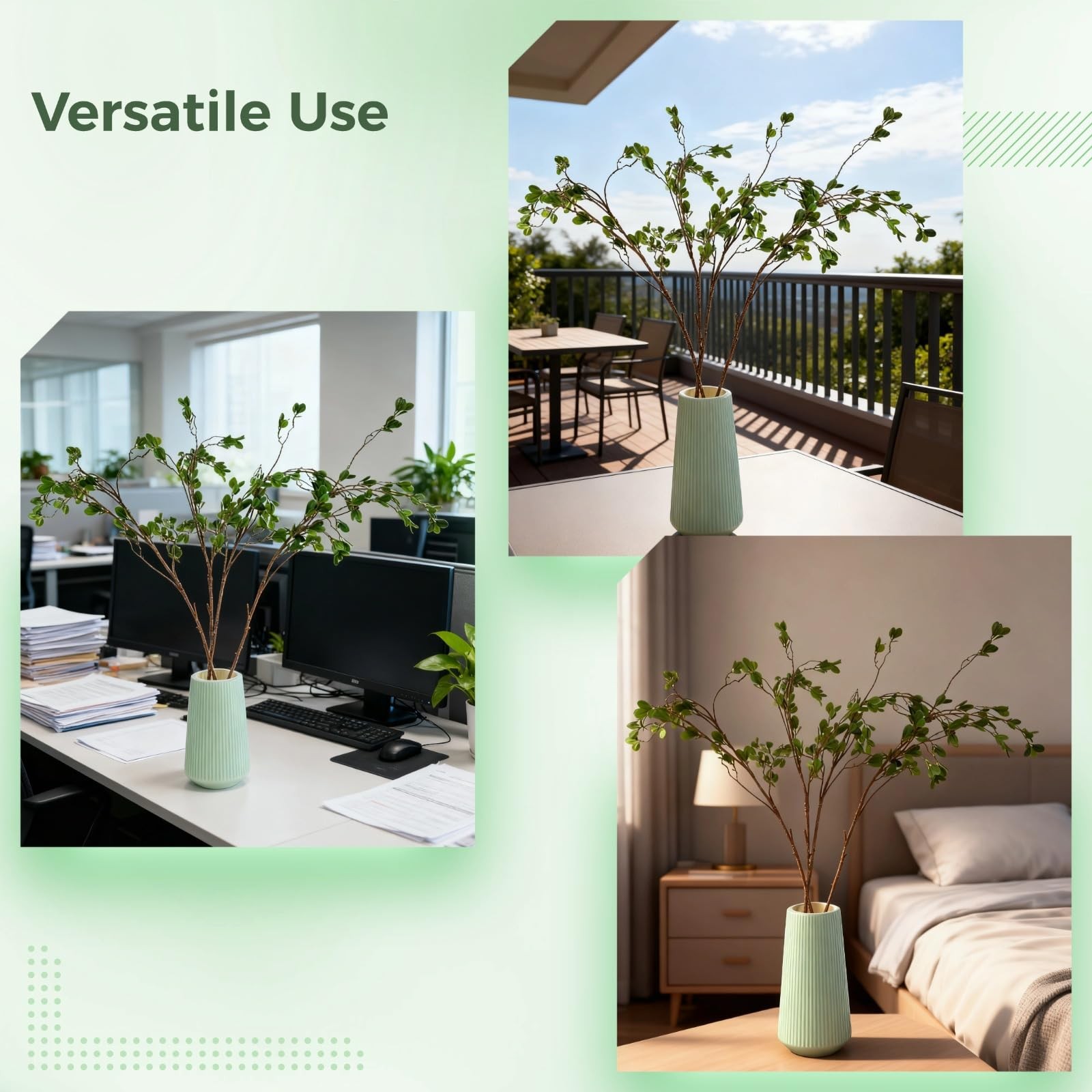 6 Pcs Artificial Plants Green Milan Leaf Branches, 45 in Faux Greenery Stems …