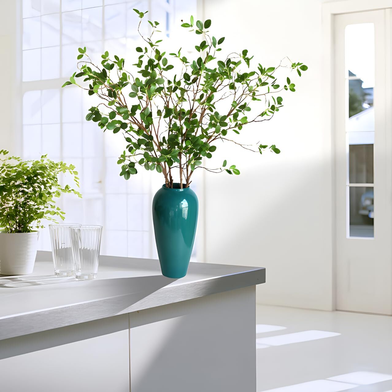 Artificial Eucalytus Green Branches Faux Ficus Twig Home Office Decoration (2…