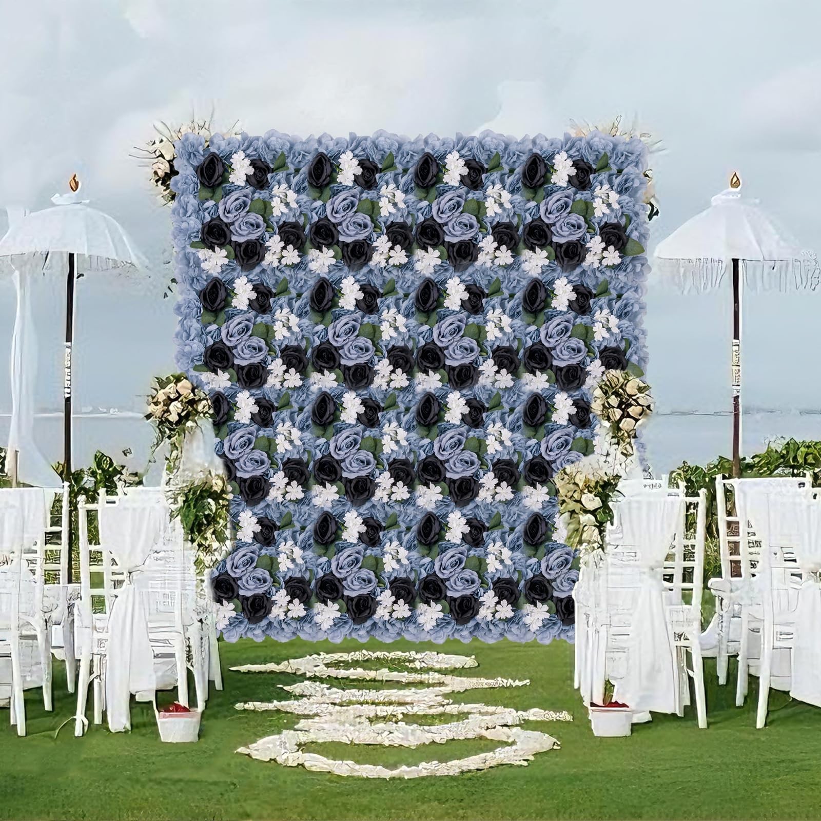 12-Pack Flower Wall Panels, 15×15 Inch Artificial Silk Rose Backdrop for Wedd…