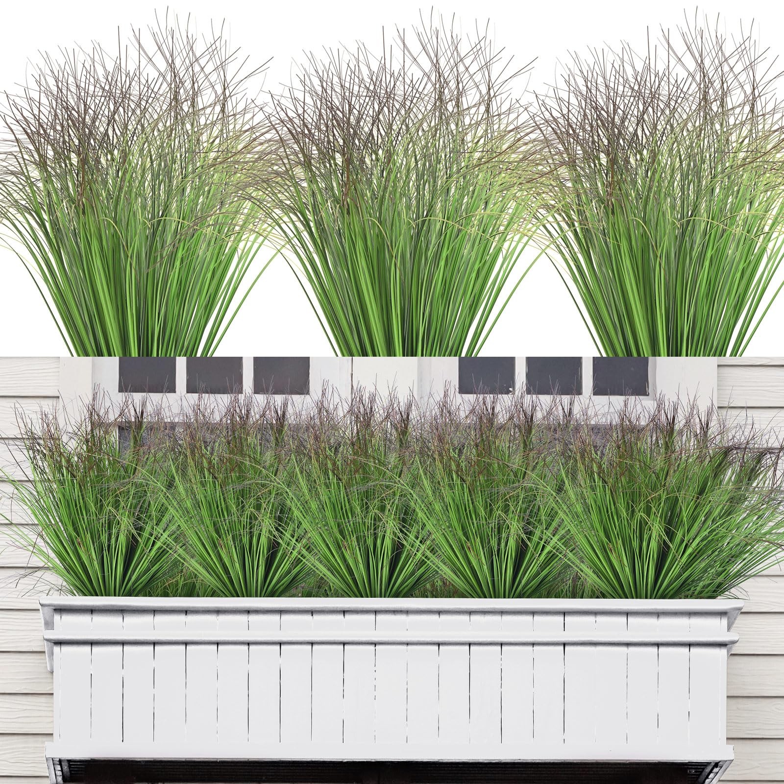 24 Pcs Artificial Fake Grass Plant 18.5 Inch Tall Faux Shrubs Wheat Grass Gre…