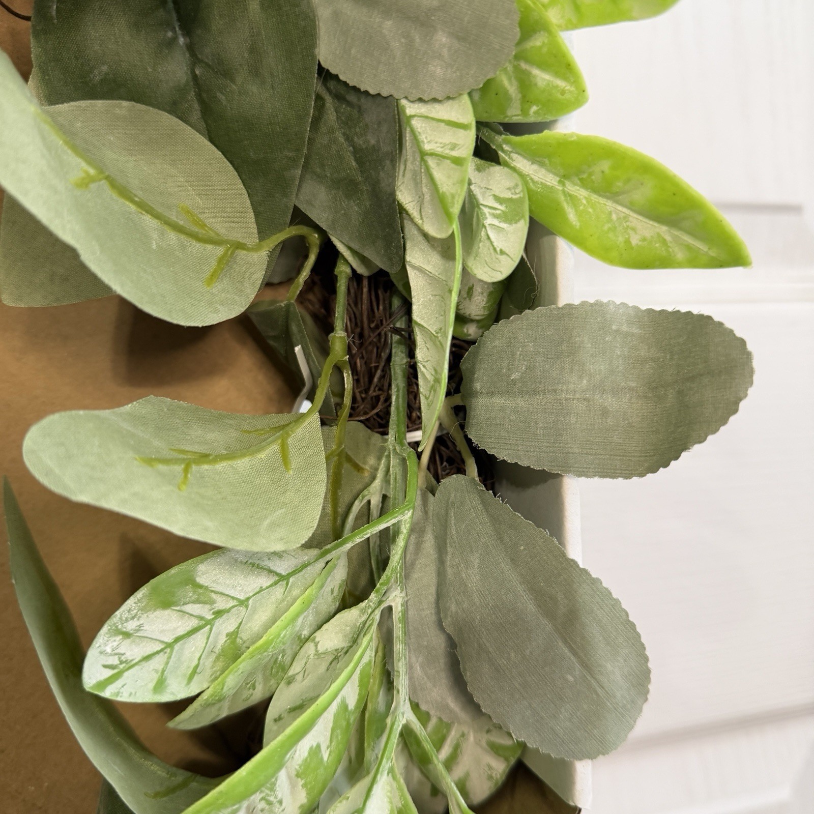 Artificial Wreath Faux Eucalyptus Lambs Ear Ready To Hang Door Wall Spring Decor