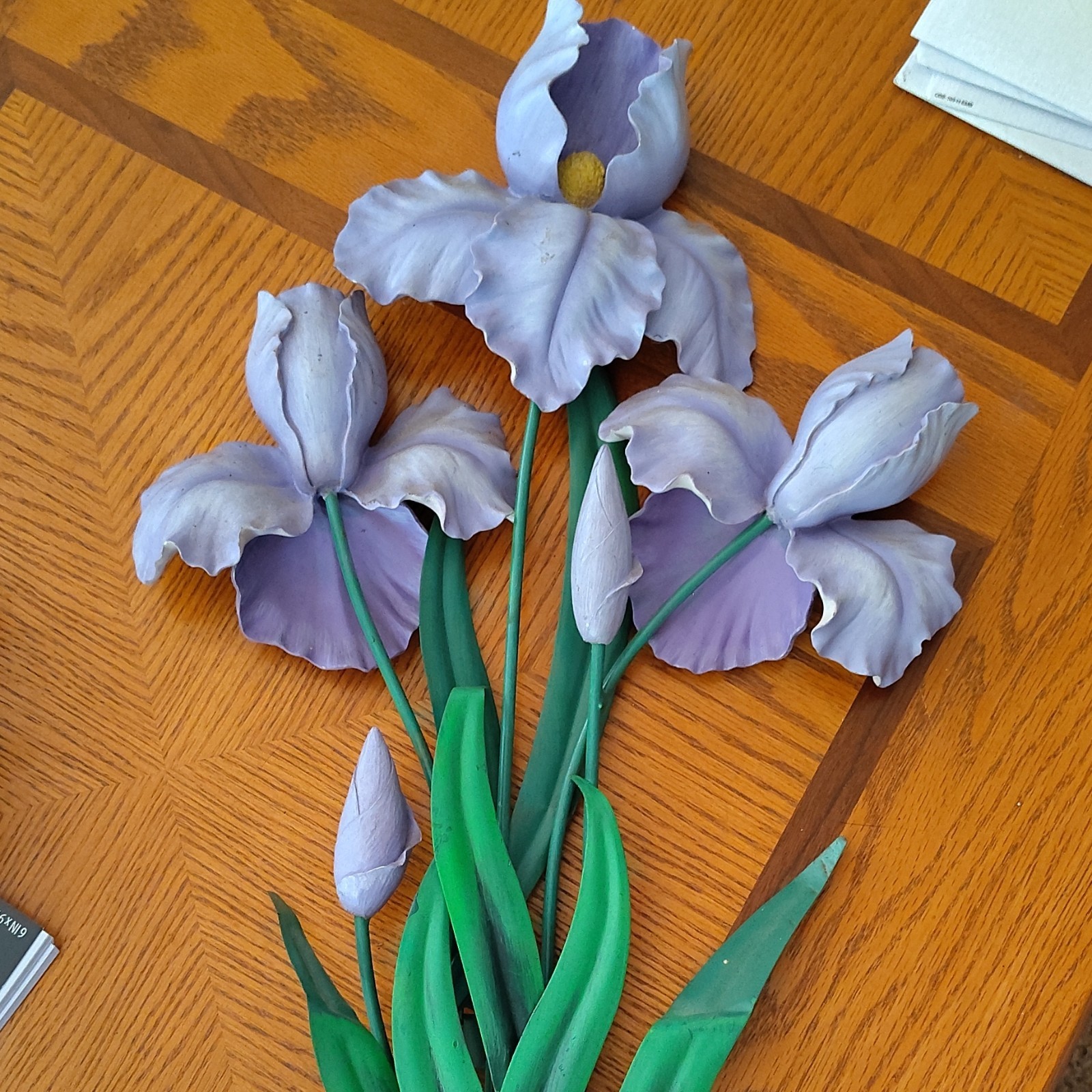 Purple iris wall hanging resin and metal WMG 2005 29″