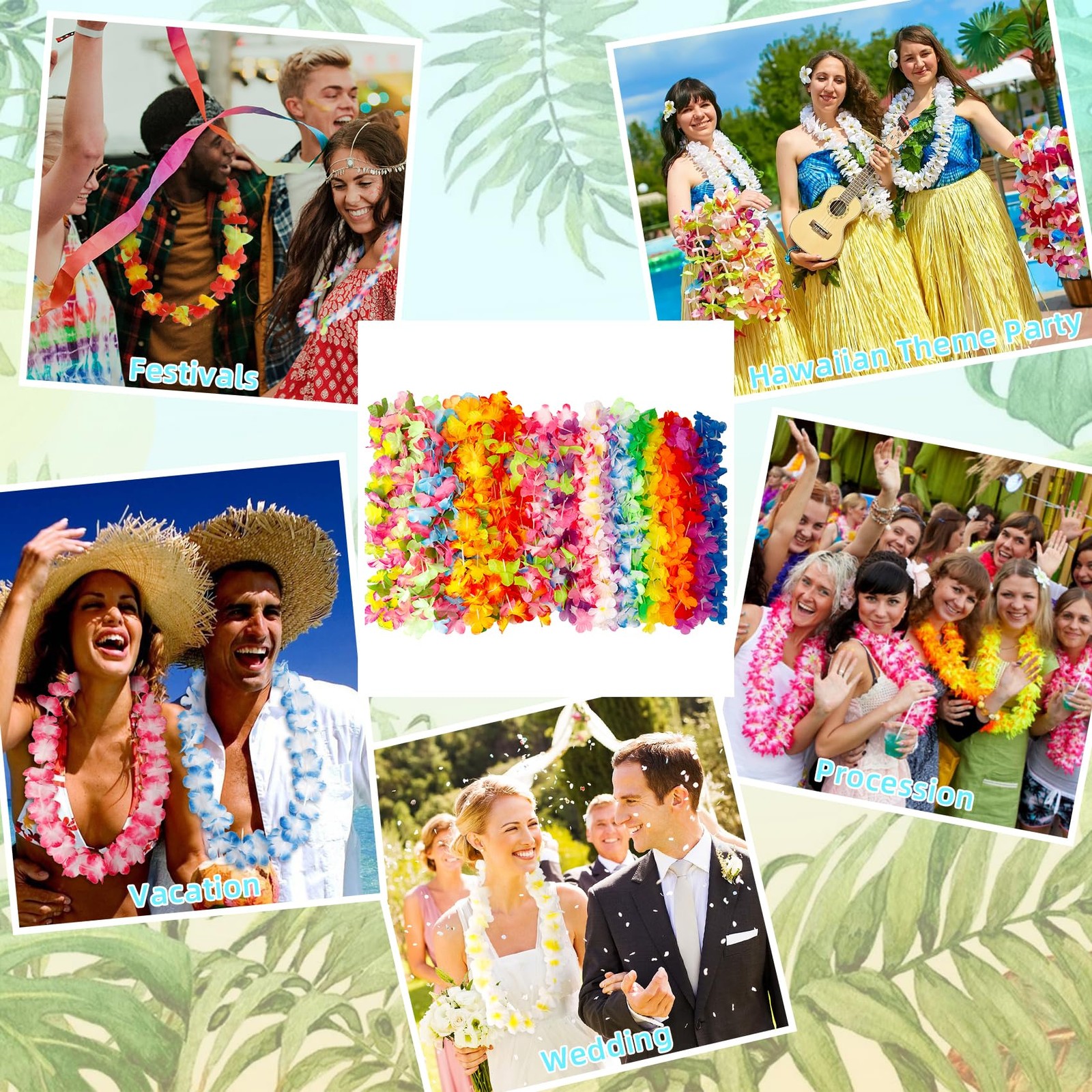 Hawaiian Leis for Luau Party Decorations 24PCS Hawaiian Leis Bulk Colorful Ha…
