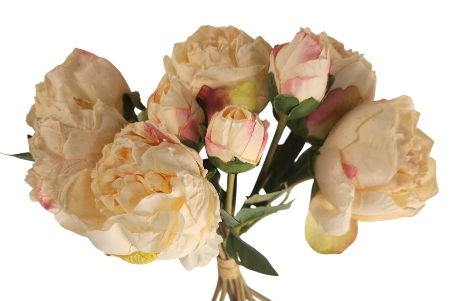 Faux Peony Bouquet Cream Pink Artificial Flowers Cottagecore Decor French Cottag