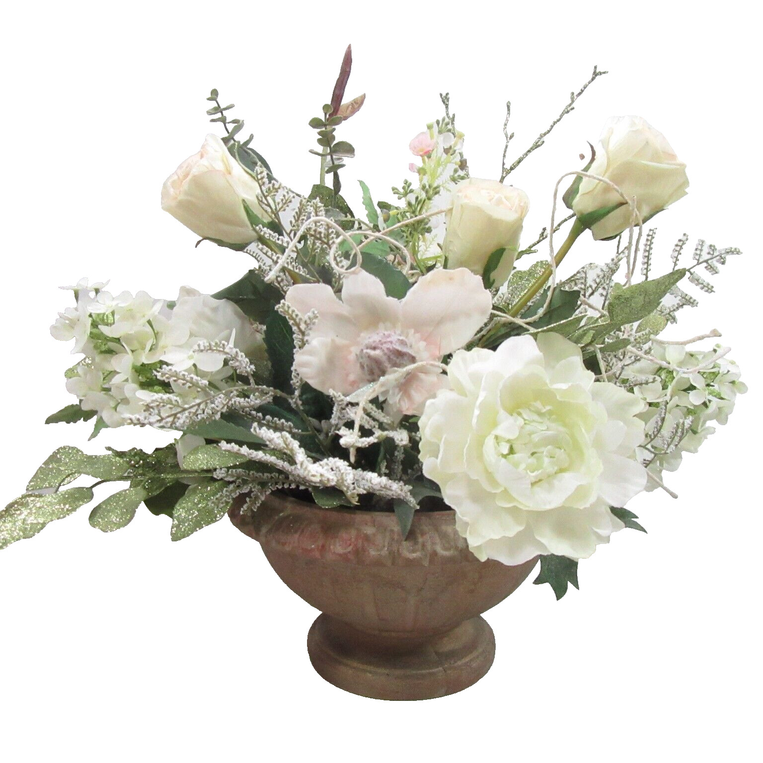 Artificial Rose Floral White Table Centerpiece Large Silk Flower Arrangement