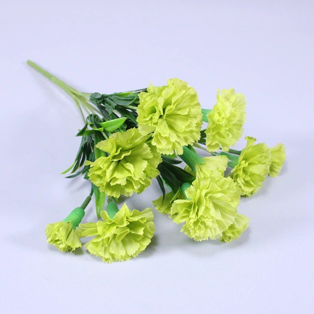 Artificial Flower Lime green Color Carnation Silk Flower 1 Bouquet Balcony Decor