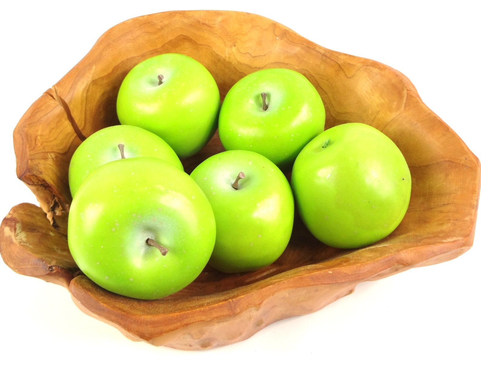 Acacia Wood Bowl with 6 Greens (fake realistic) Apple