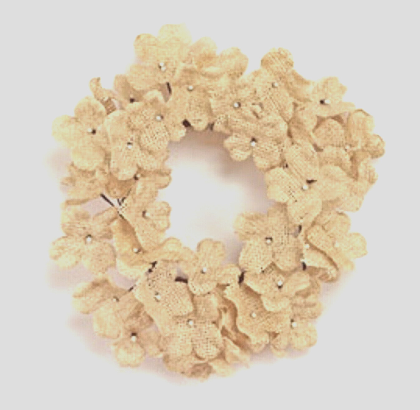 New Farmhouse Chic BURLAP DAISY FLOWER CANDLE RING Wreath 4″ Opening Weddings