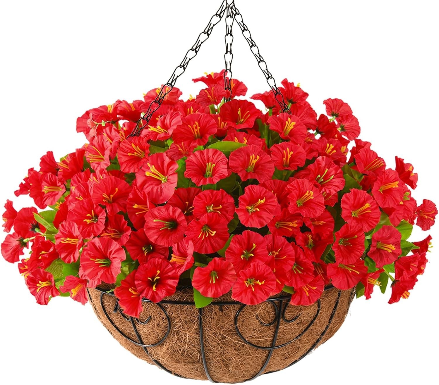 Artificial Fake Hanging Flowers Plants with Basket for Outdoor – Fake Petunia…