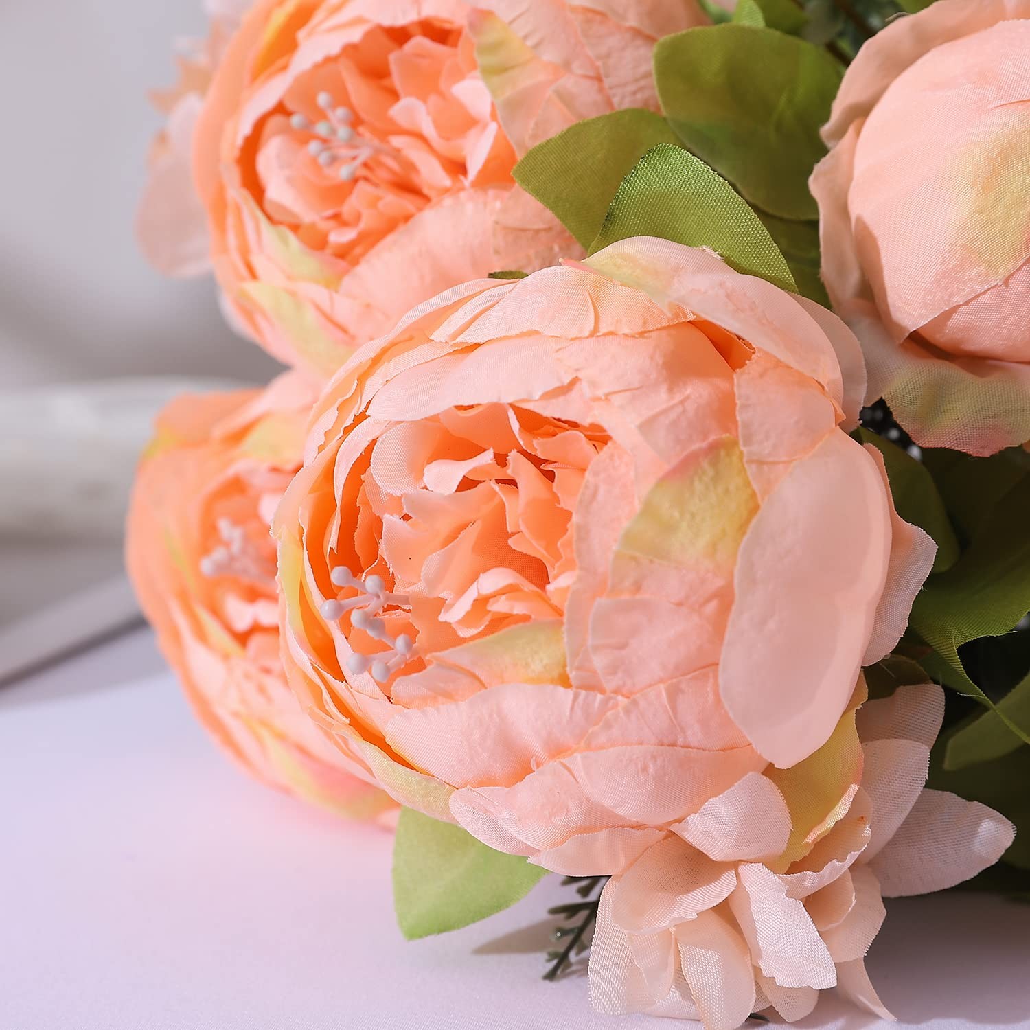 Springs Flowers Artificial Silk Peony Bouquets Wedding Decor Spring Orange