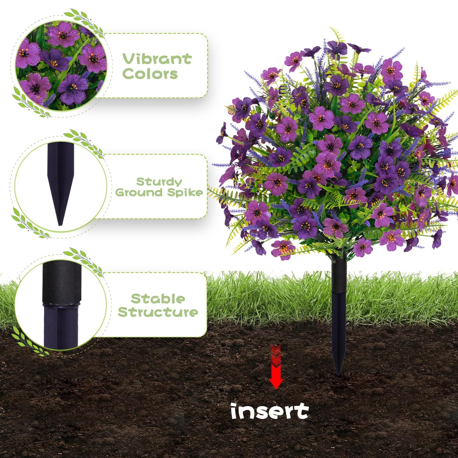 2 Pack 24″ Artificial Lavender Topiary Ball Trees, UV Resistant Faux Outdoor …