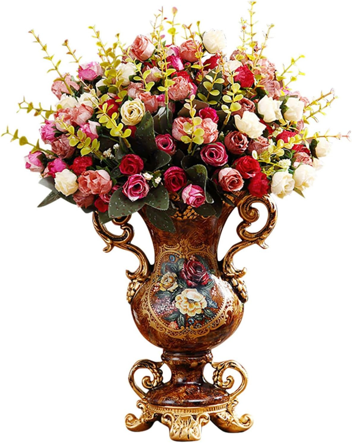 Elegant Vintage Flower Vase Set with Golden Resin Decor for Weddings & Parties