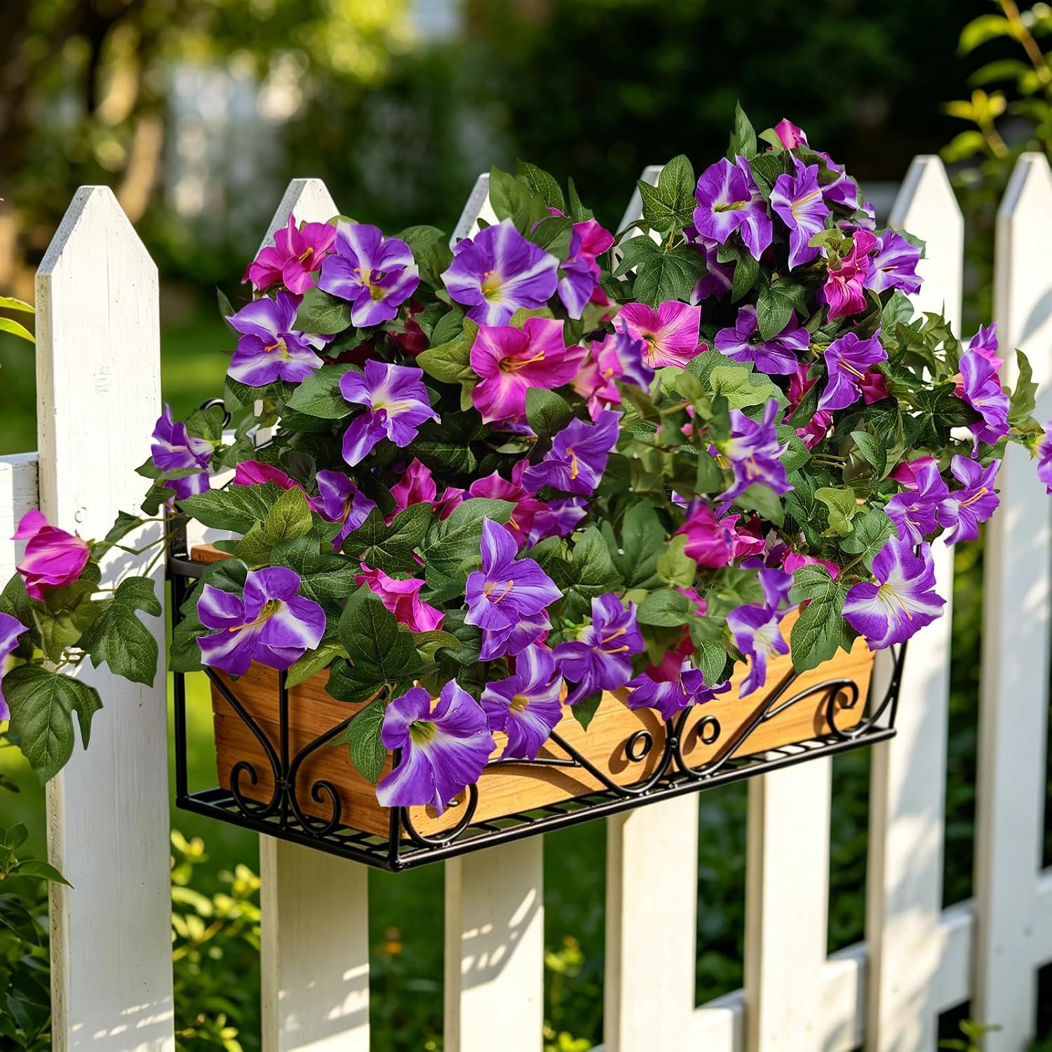 2PCS UV Resistant Faux Petunia Flowers for Outdoor & Indoor Decoration