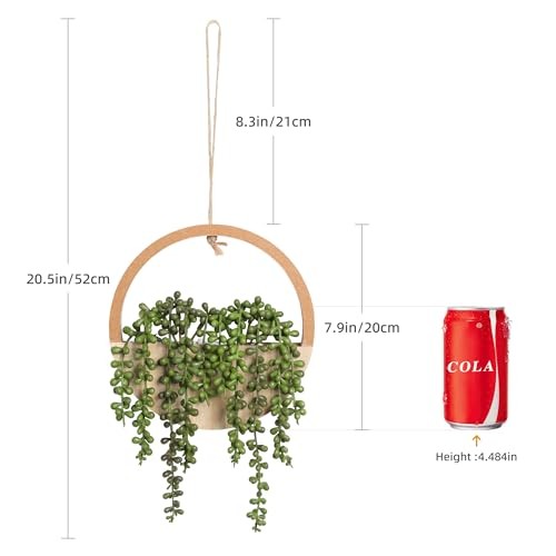 2pcs Artificial Succulents Hanging Plants 12.2” Fake Type1-wood Color-2pcs
