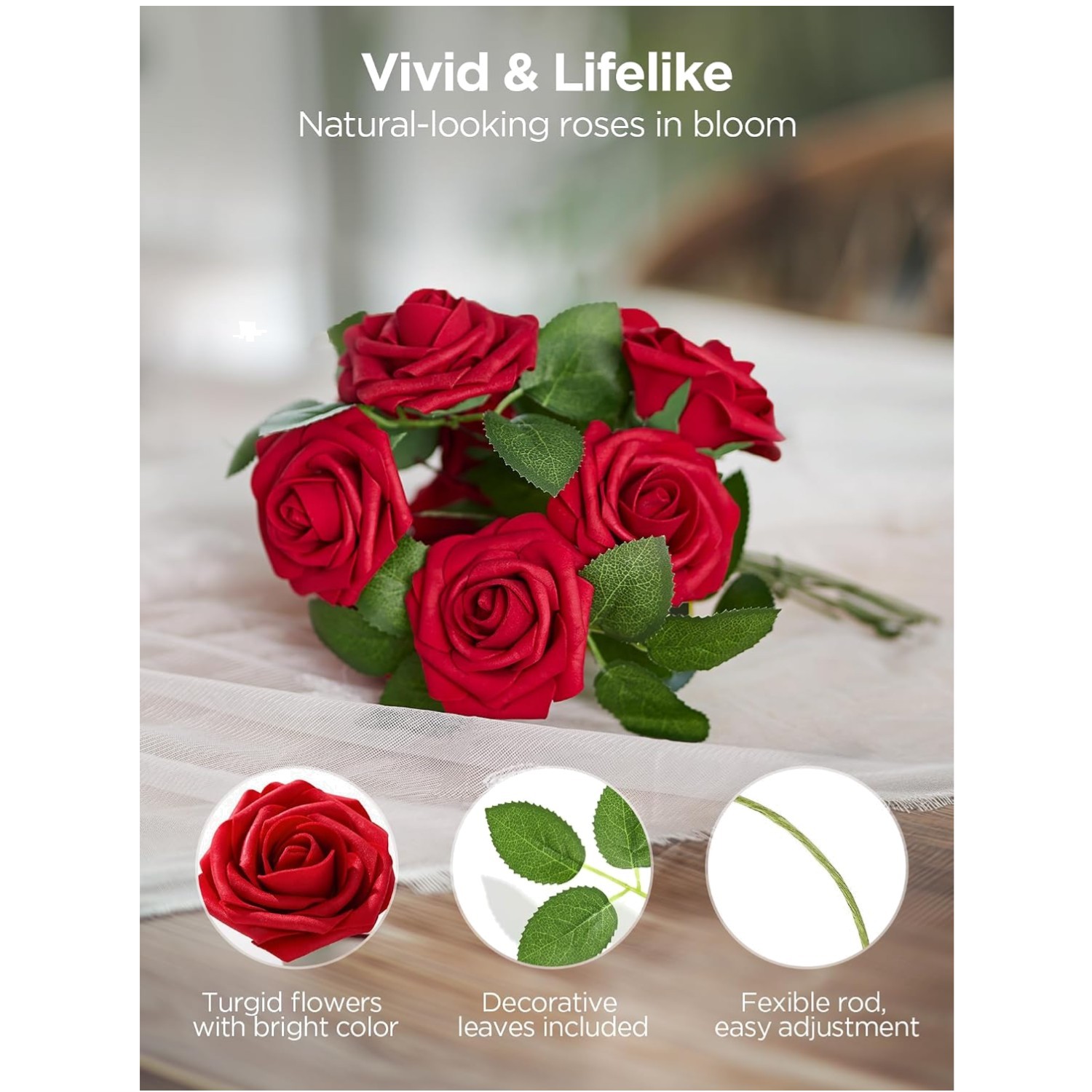 Dark Red Artificial Foam Roses | 100 Pcs Bulk Flowers